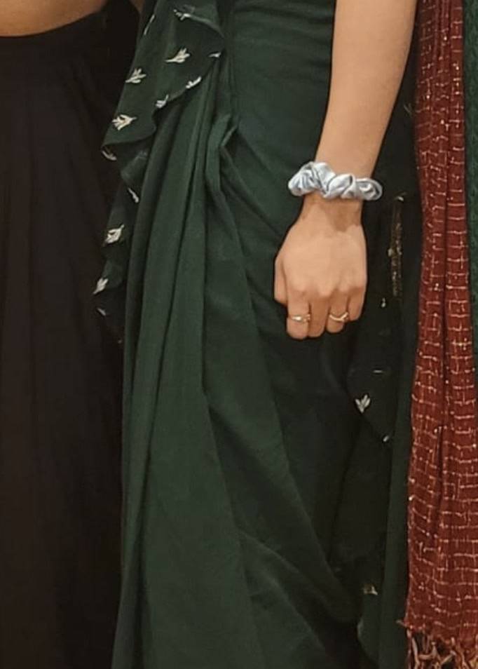 Emerald Green Chiffon Sari Image - 4