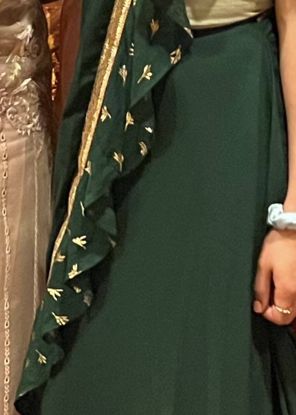 Emerald Green Chiffon Sari Image - 5