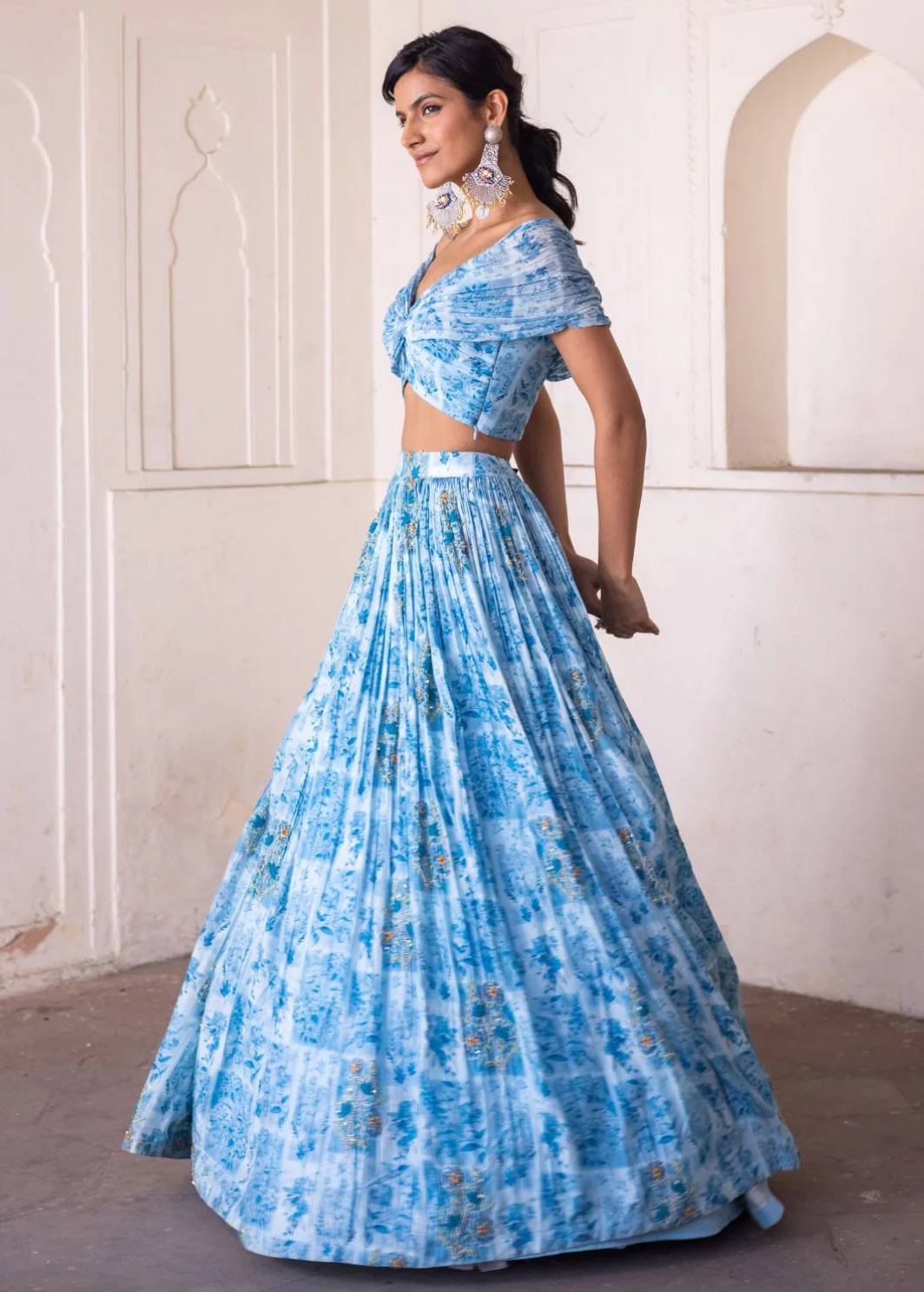 Blue Floral Lehenga Image - 1