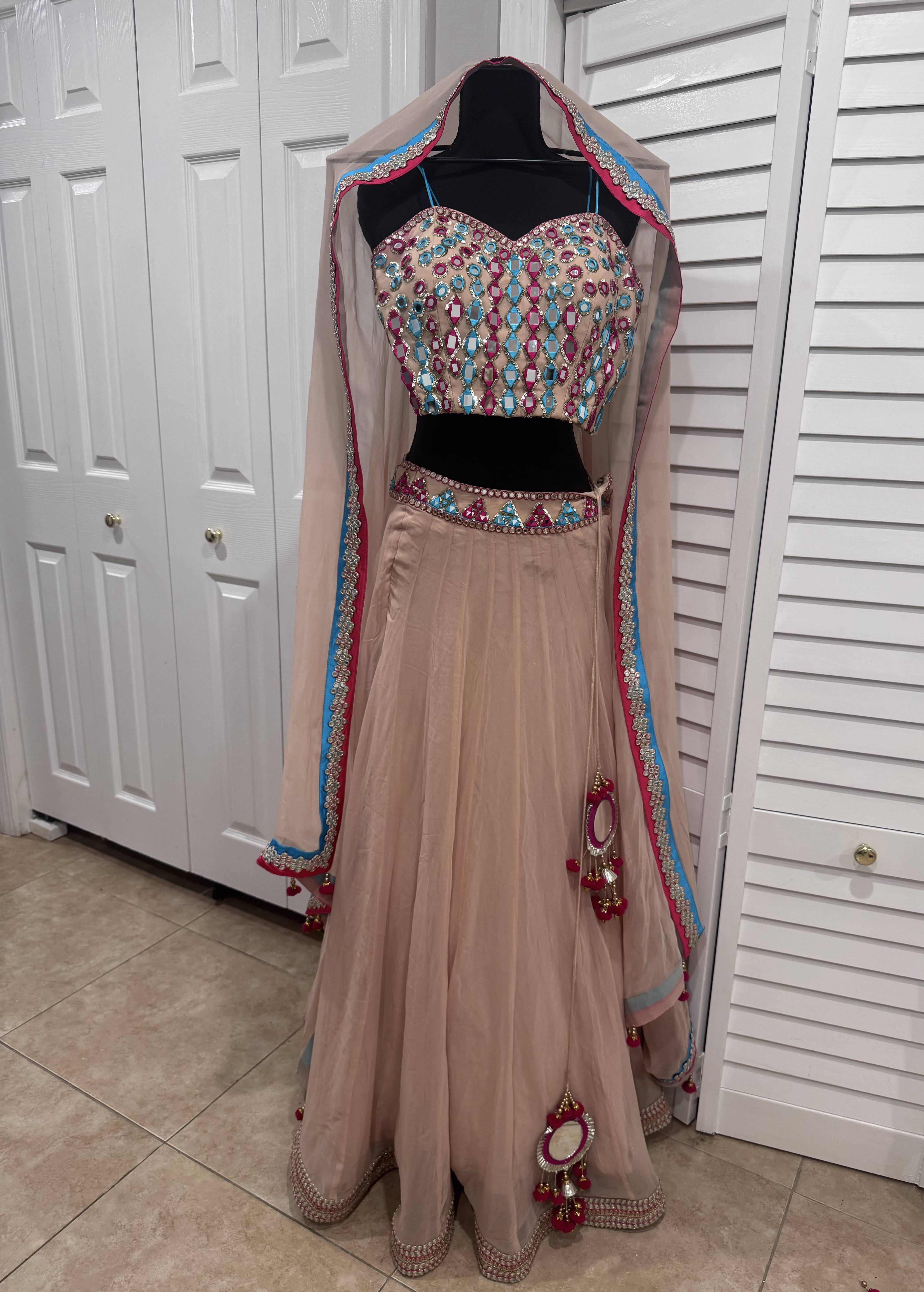 Nude Mirrorwork Lehenga Image - 1