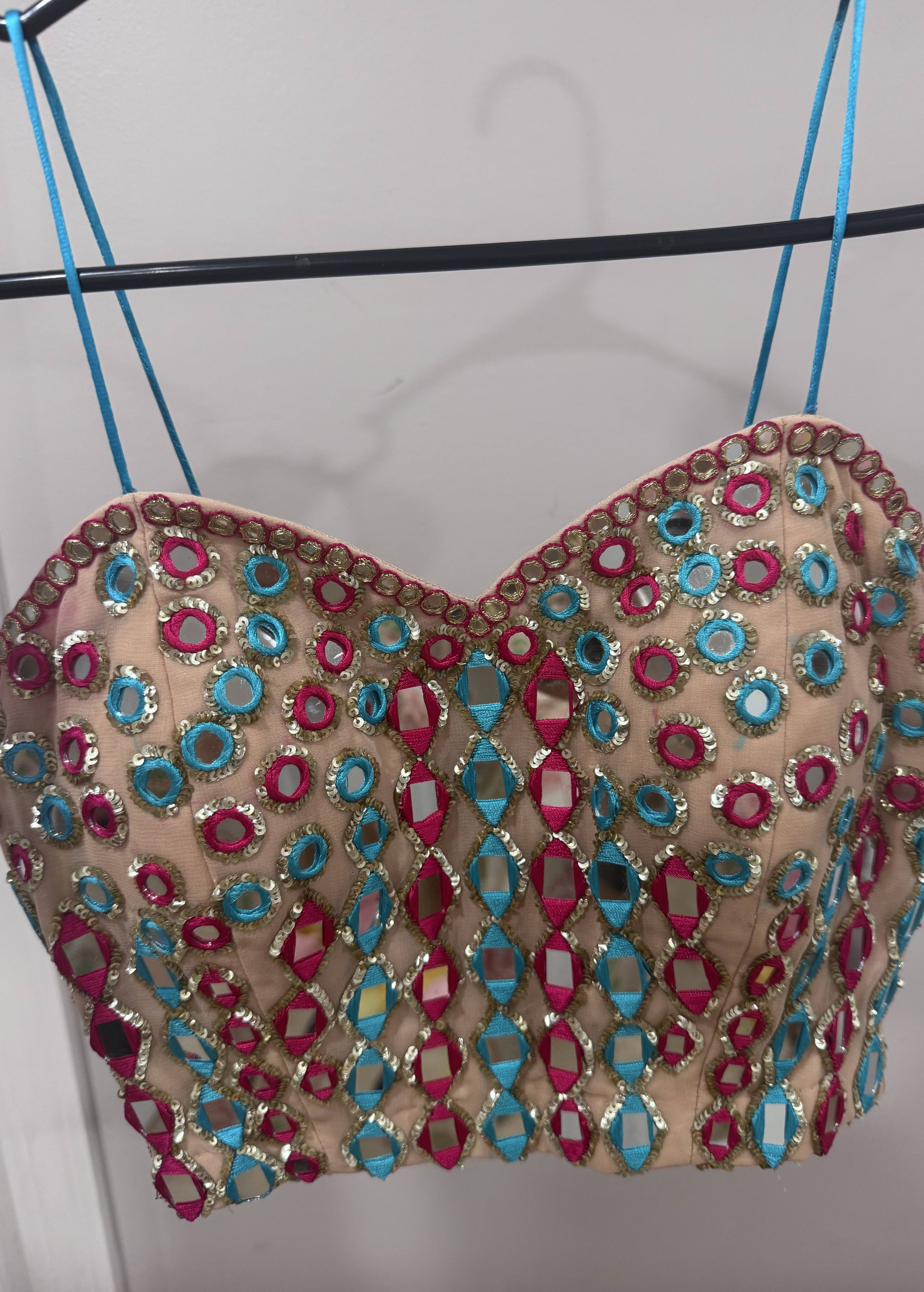 Nude Mirrorwork Lehenga Image - 2