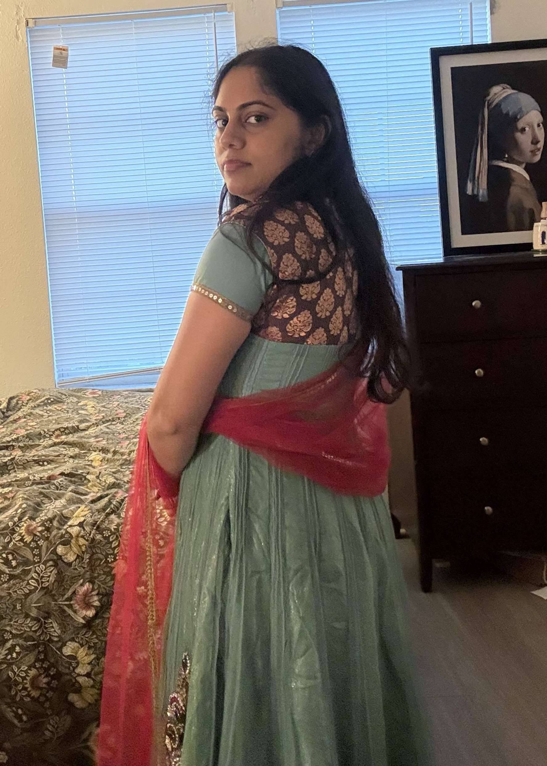 Sage Green Jacket Anarkali Image - 2