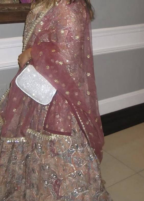 Beige Printed Mirrorwork Lehenga Image - 2