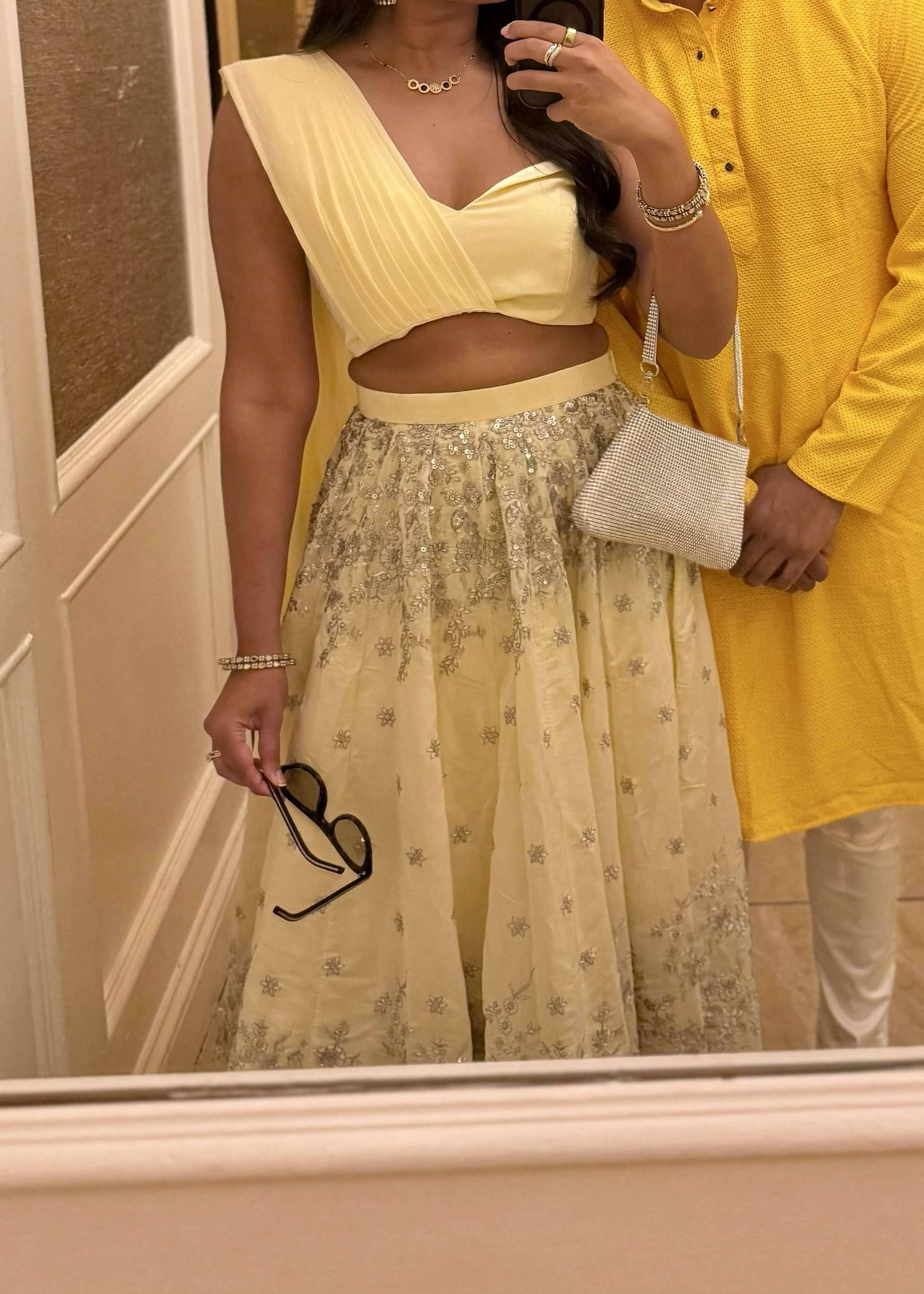 Butter Yellow Silk Lehenga Image - 2
