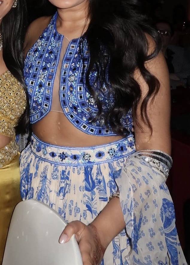 Blue Floral Jaal Lehenga Image - 2