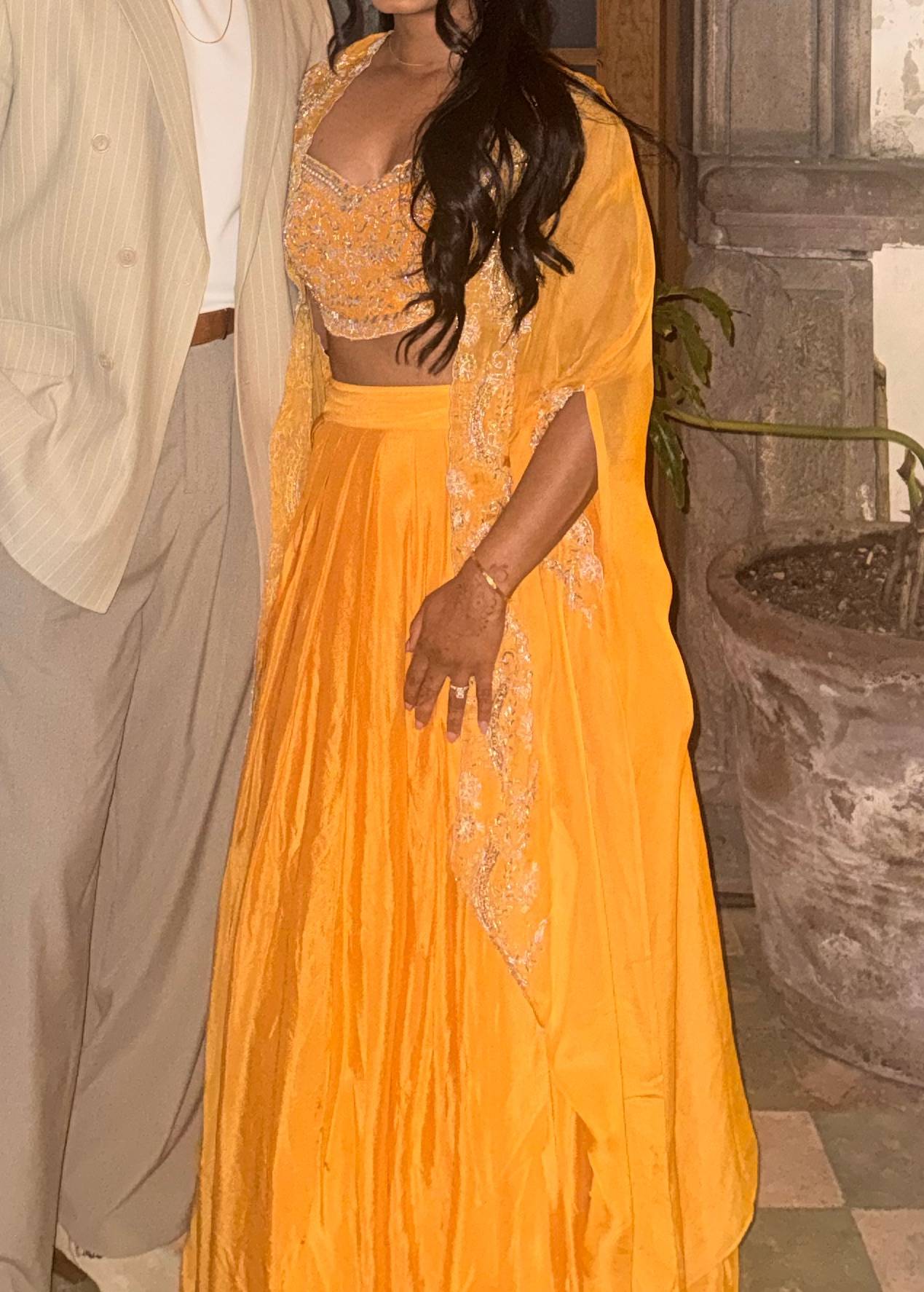 Marigold Embroidered Cape Set Image - 0