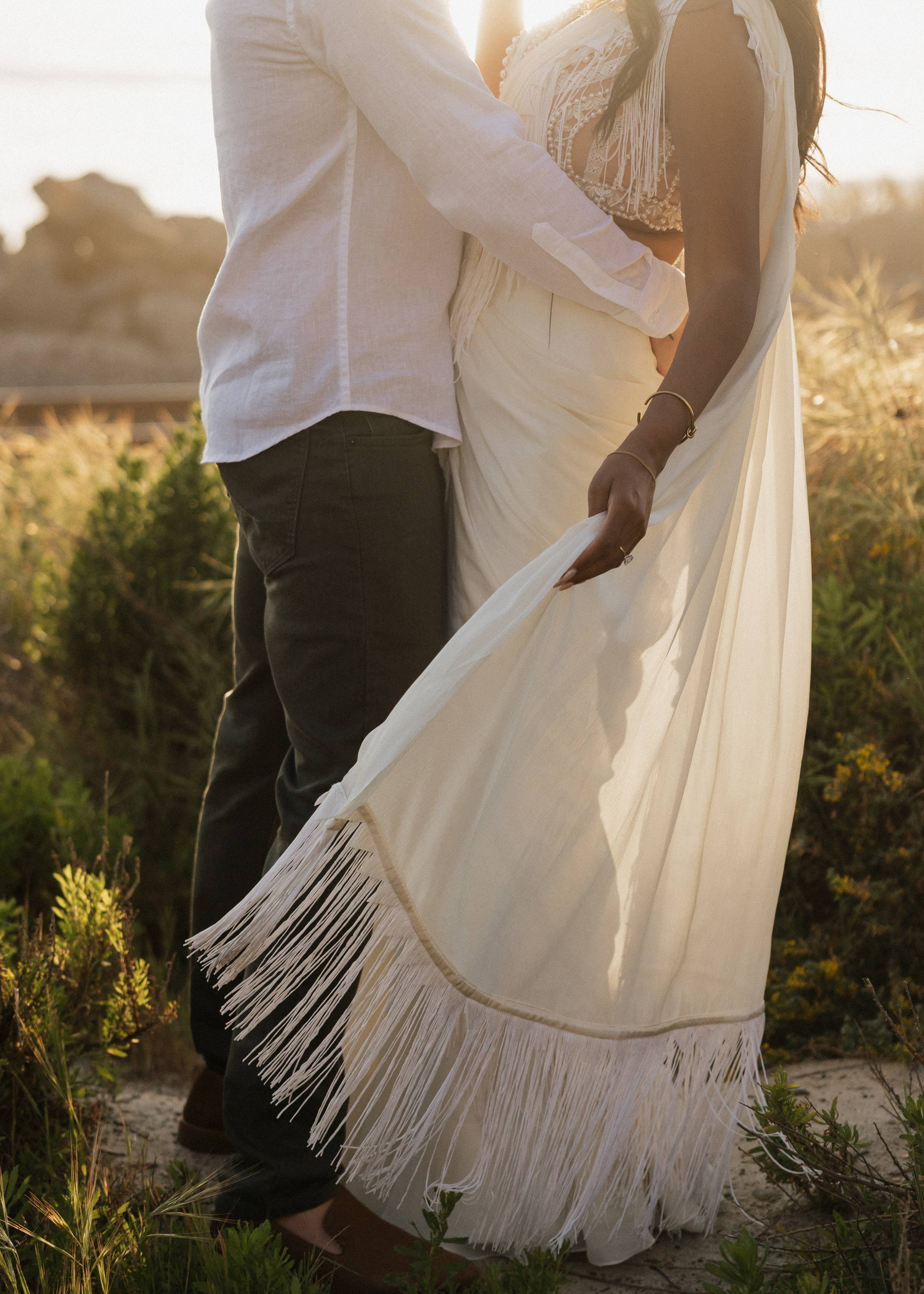 Ivory Fringe Sari Image - 3