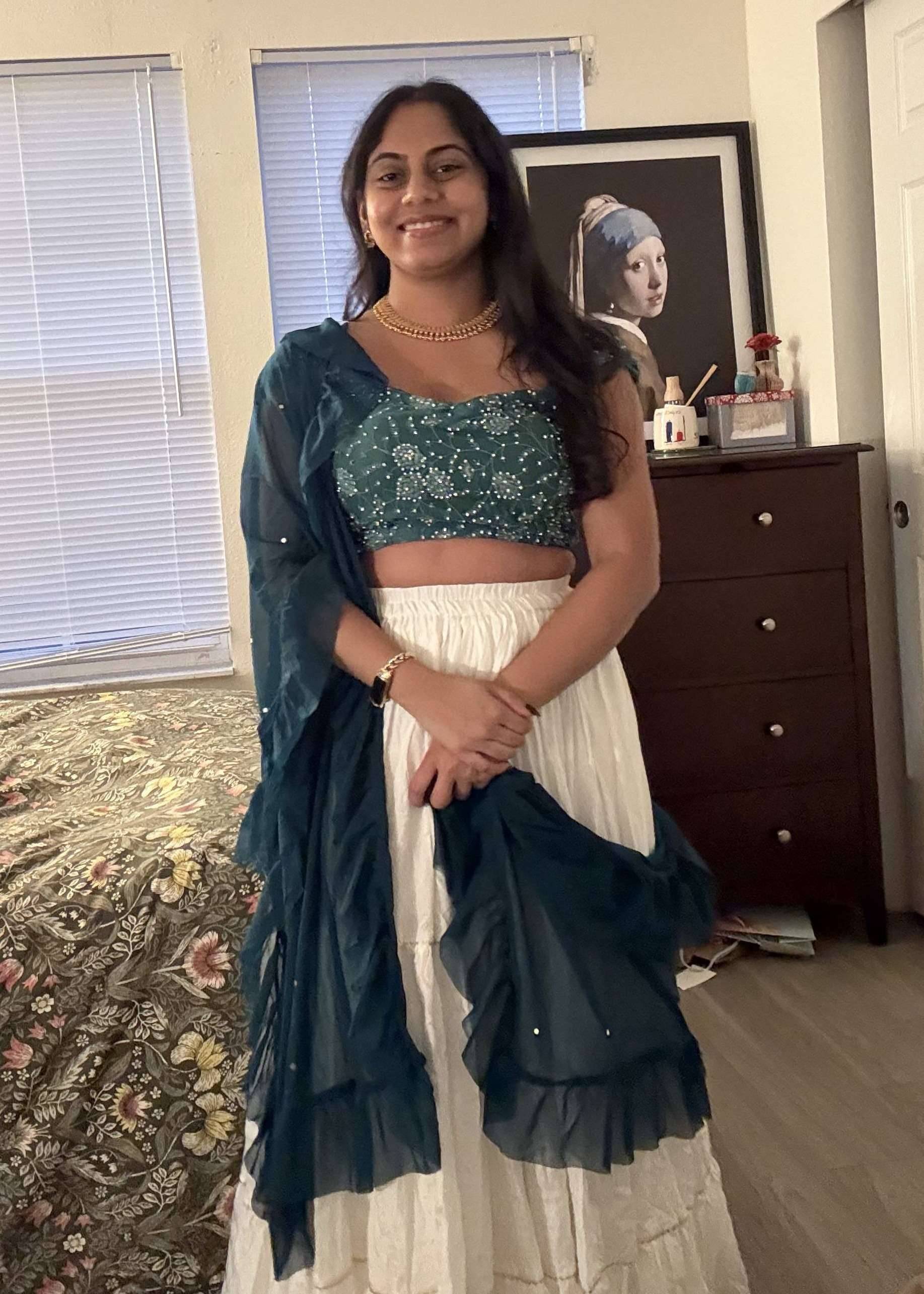 Green & White Lehenga Image - 2