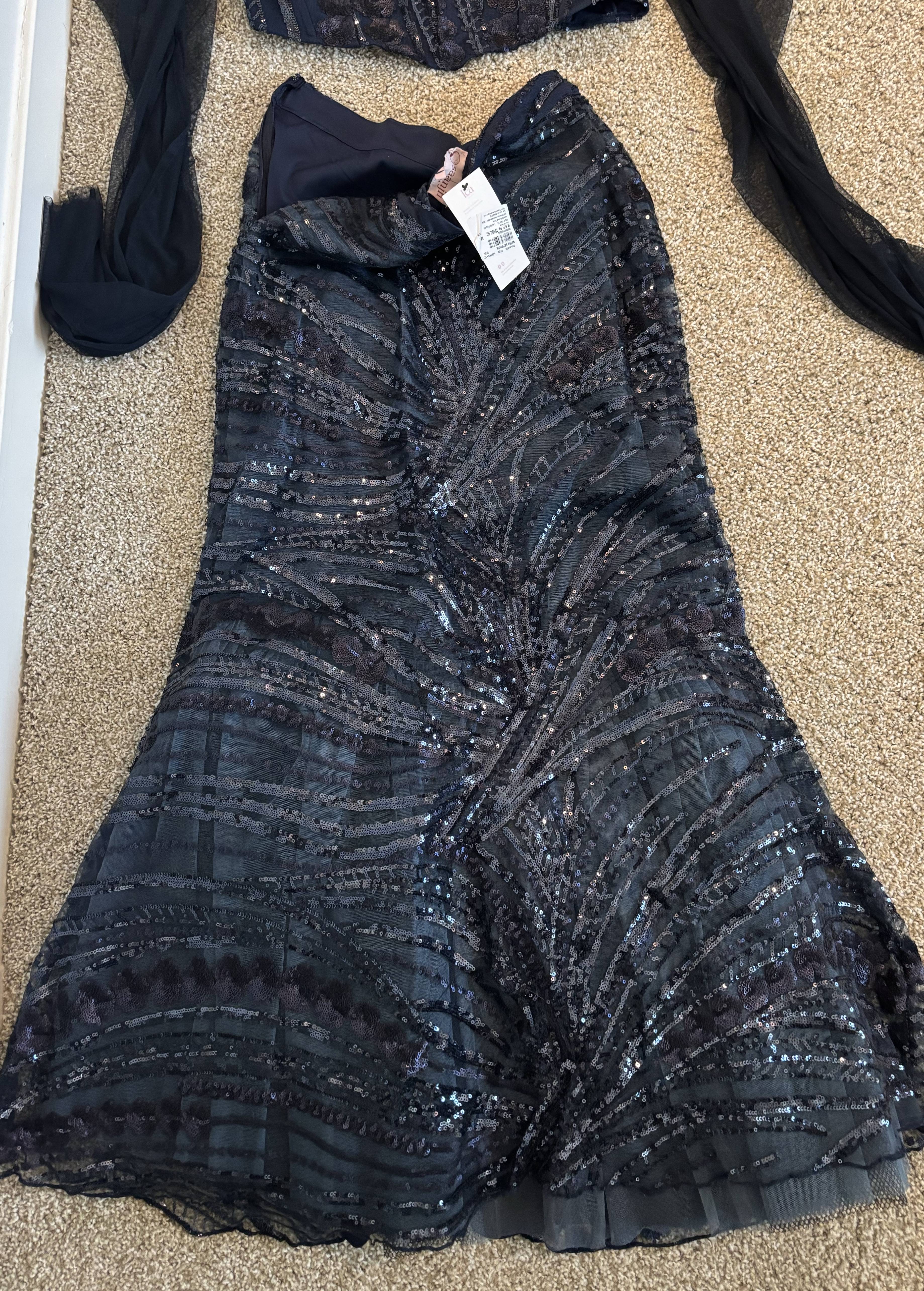 Navy Sequin Mermaid Lehenga Image - 3