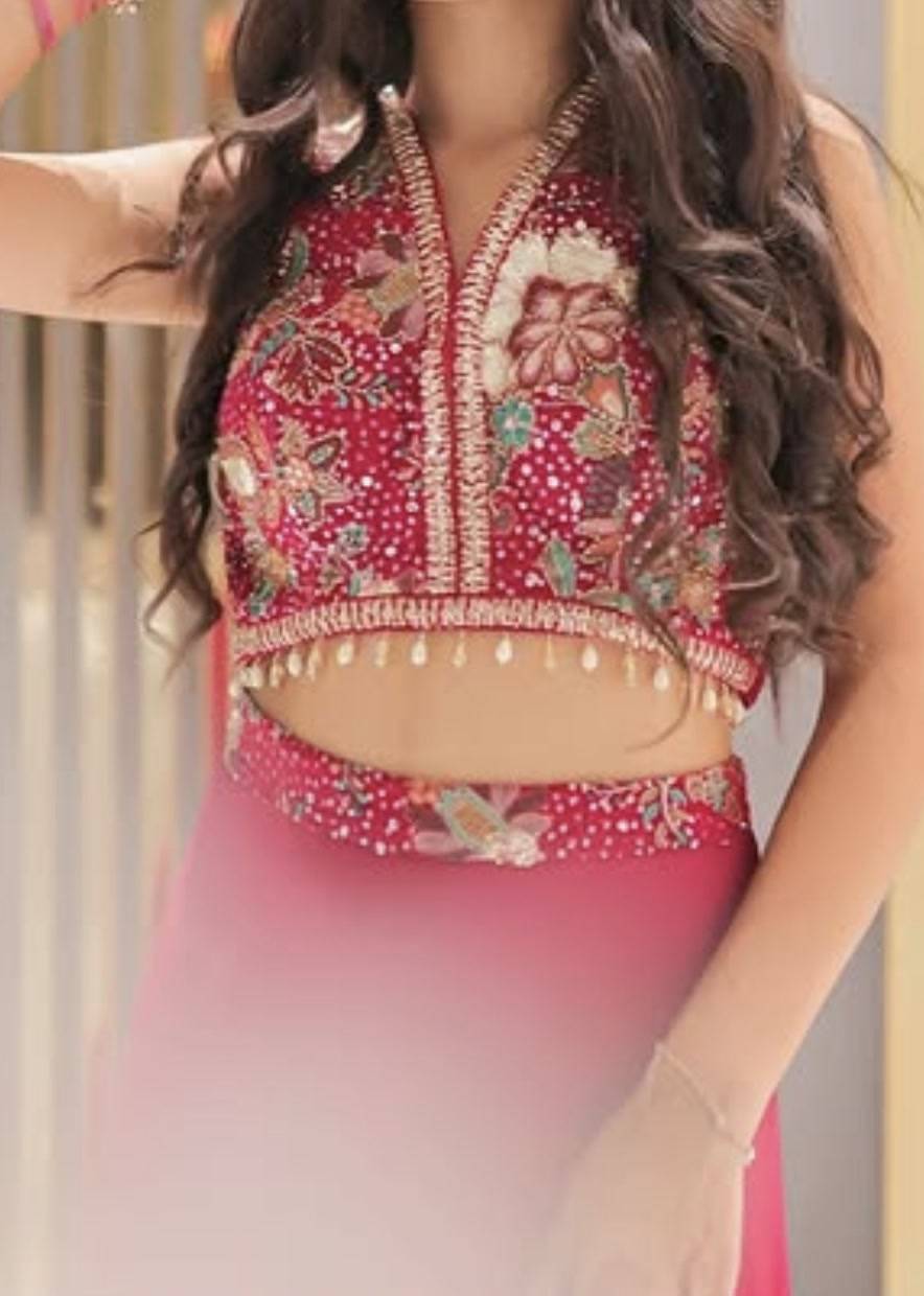 Magenta Halter Sharara Set Image - 1