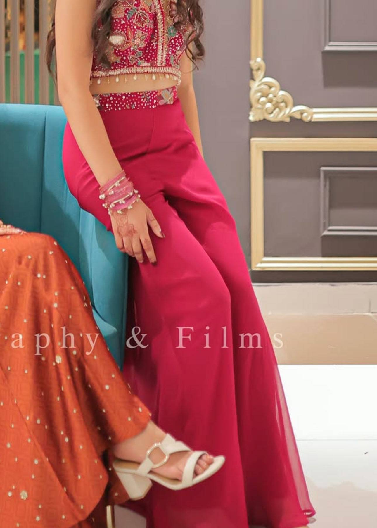 Magenta Halter Sharara Set Image - 2