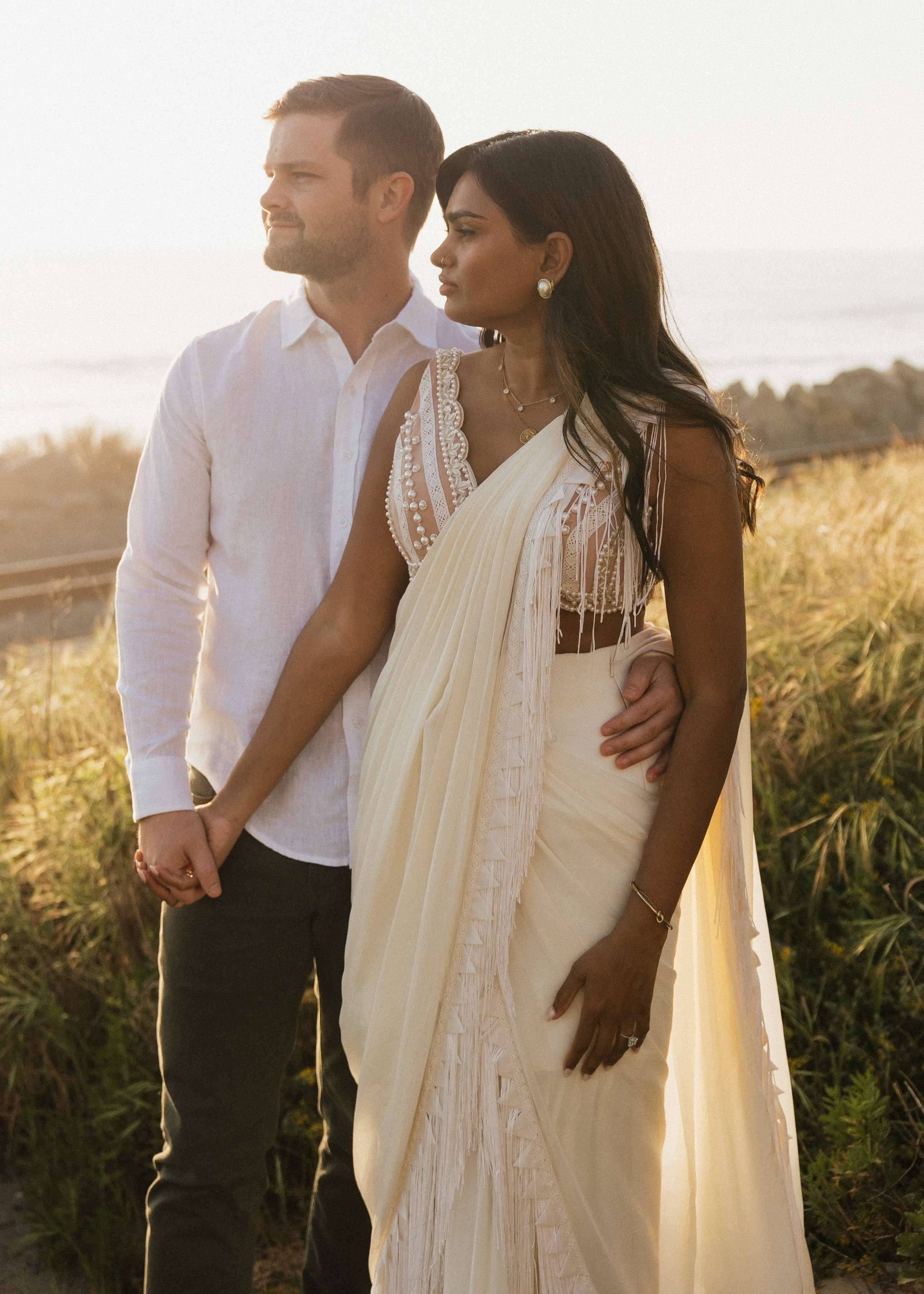 Ivory Fringe Sari Image - 1