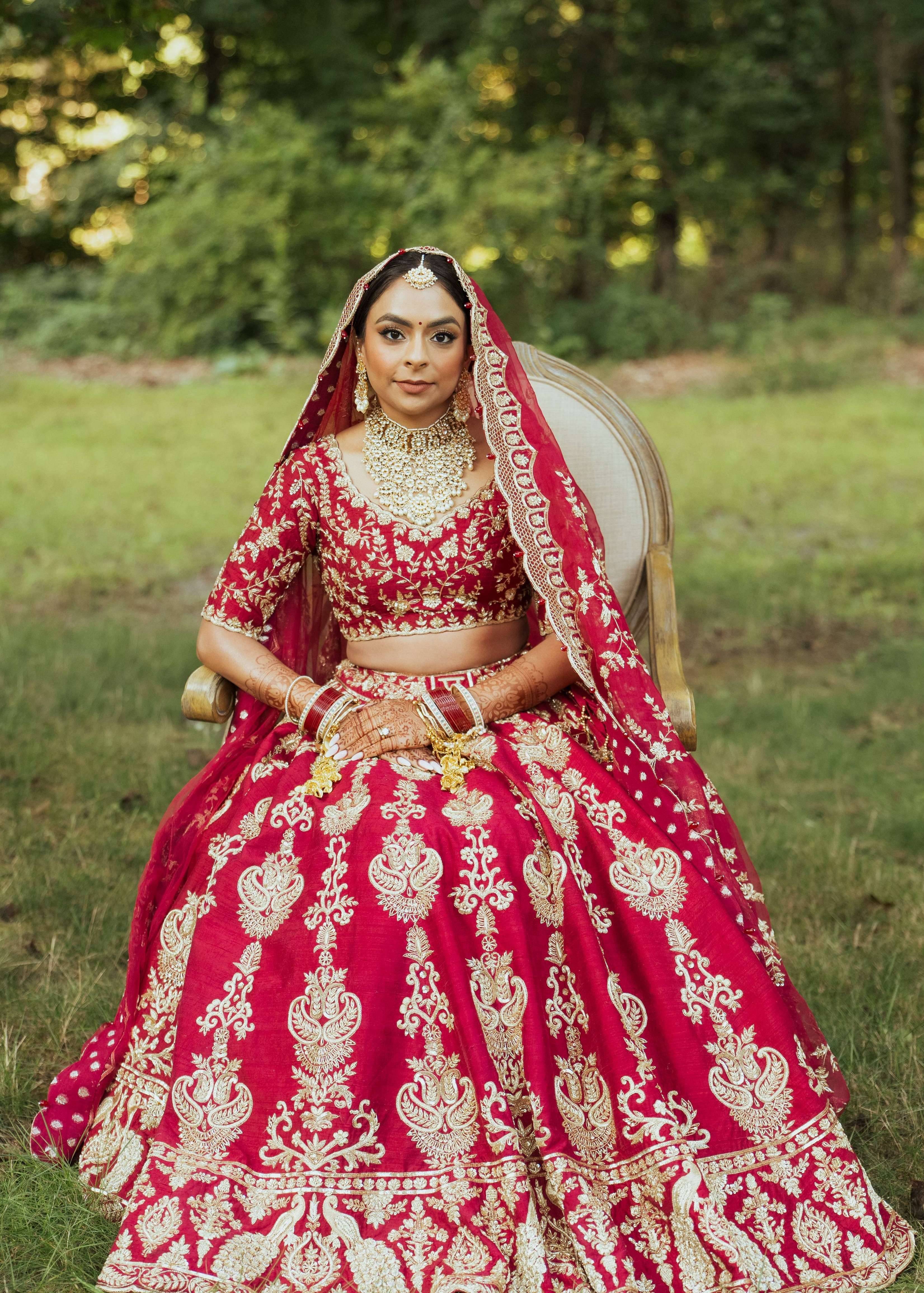 Red and Gold Bridal Lehenga Image - 1