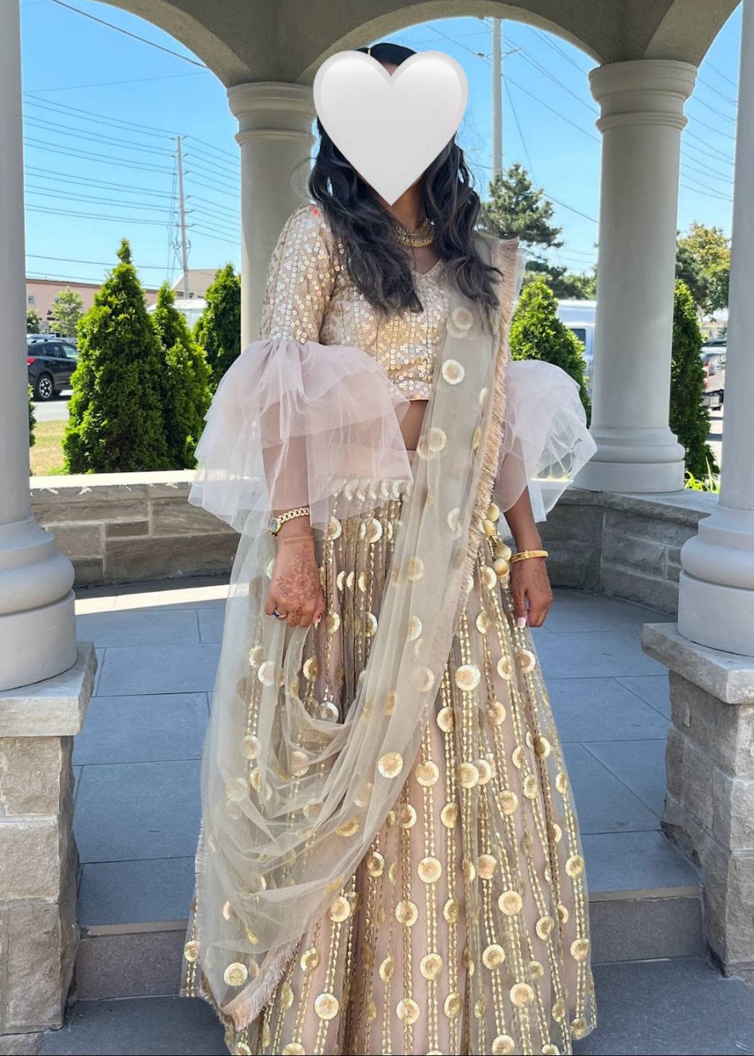 Gold Disc Sequin Lehenga Image - 0