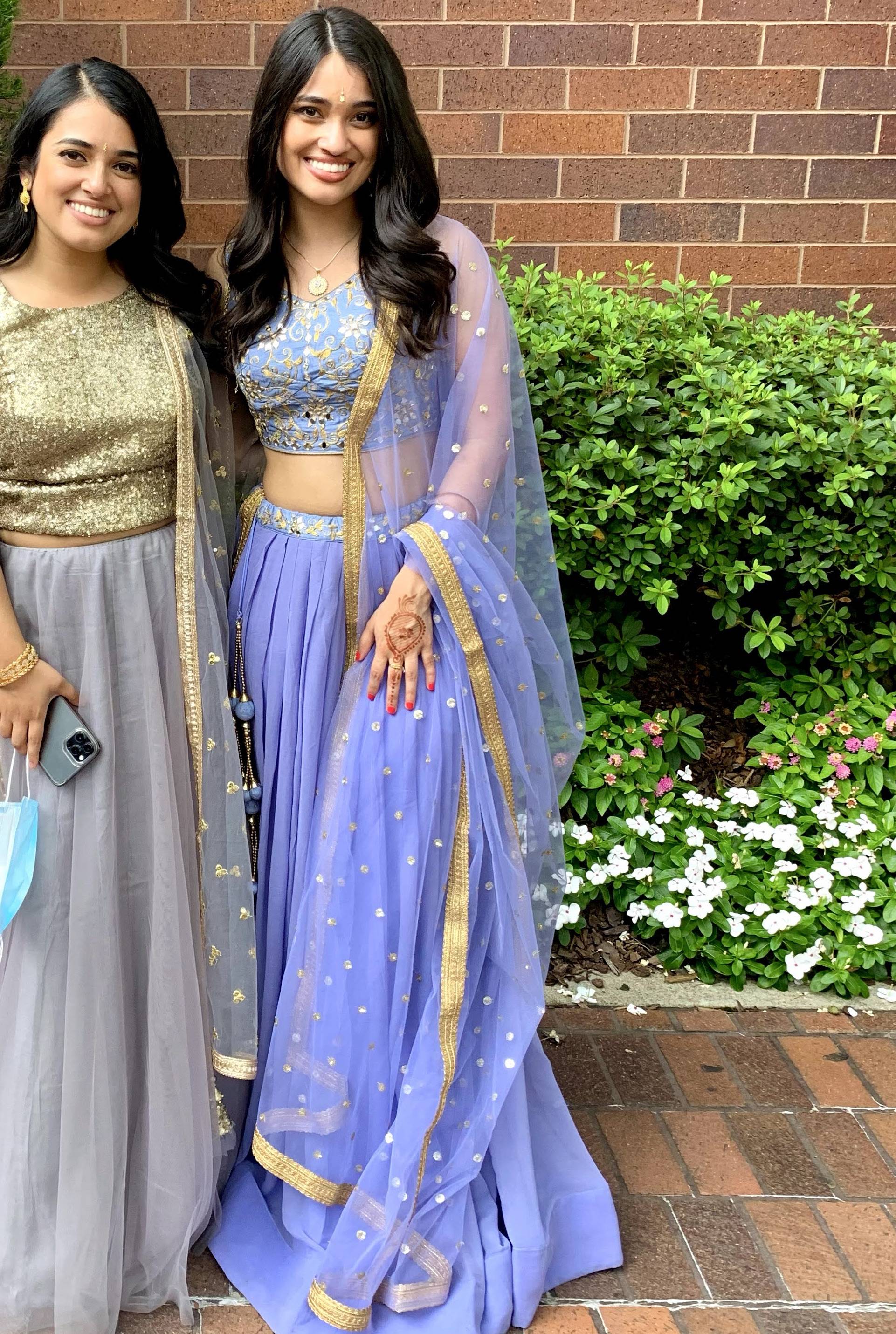 Periwinkle Gold Sequin Lehenga Image - 0
