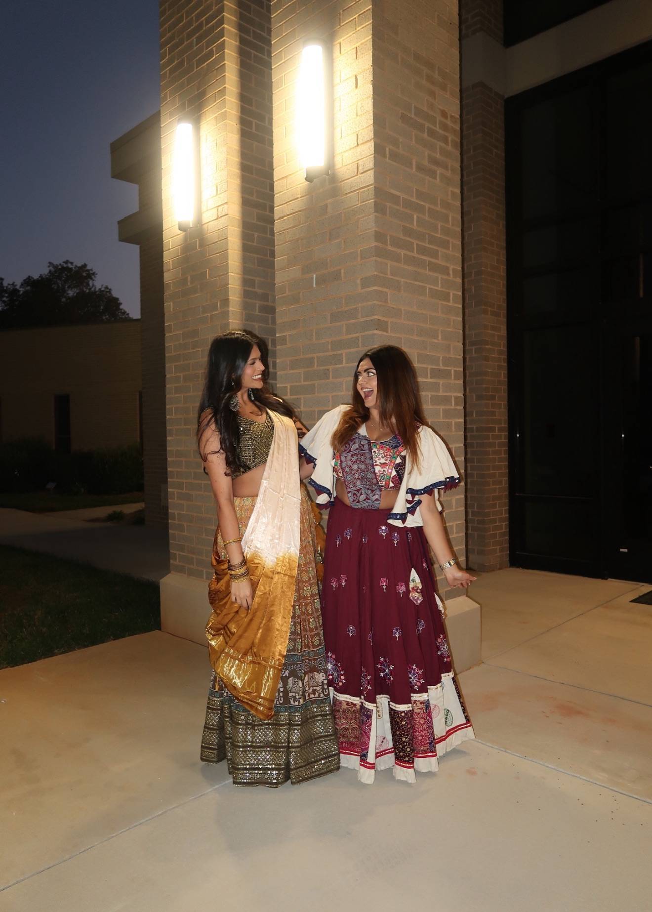 Brown Printed Mirrorwork Lehenga Image - 5