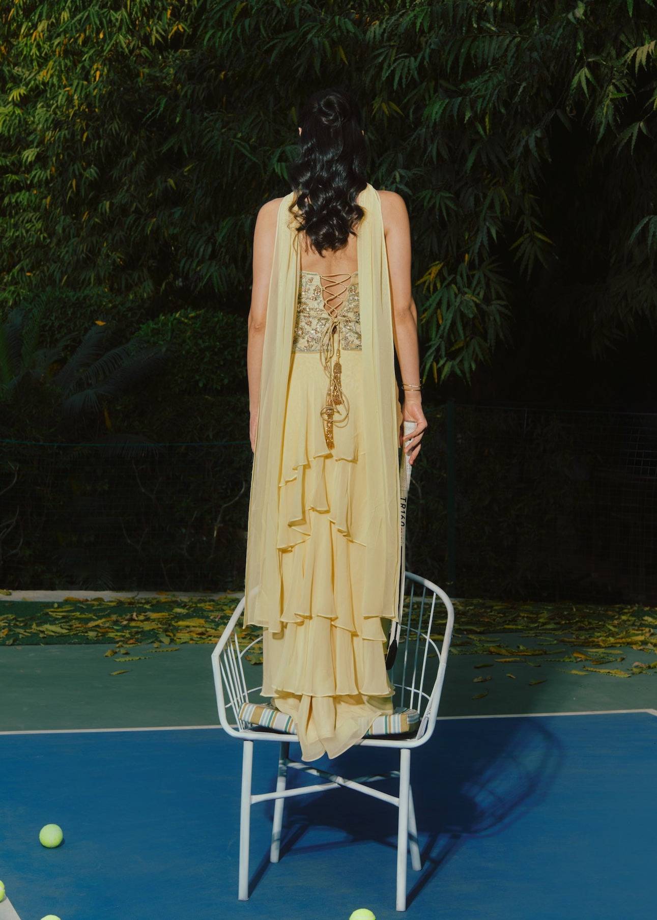 Butter Yellow Corset Lehenga Set Image - 4