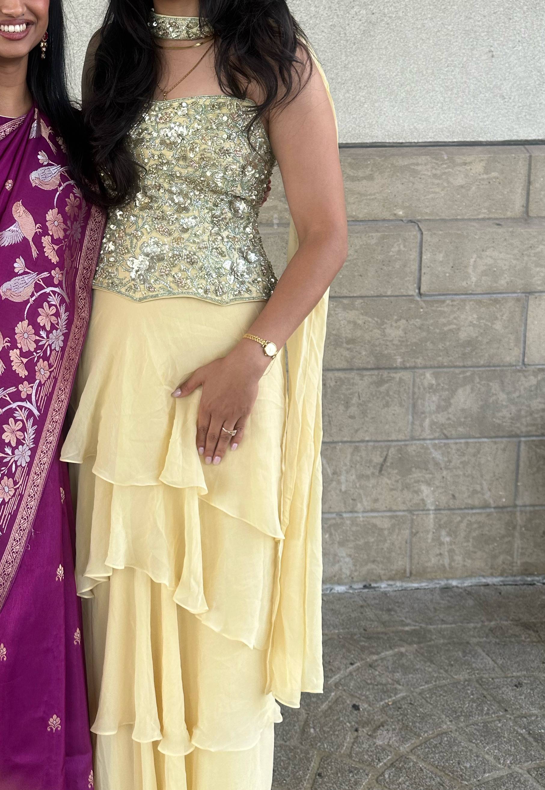 Butter Yellow Corset Lehenga Set Image - 5