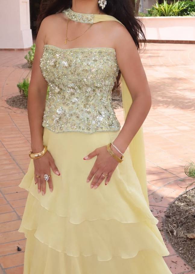 Butter Yellow Corset Lehenga Set Image - 2