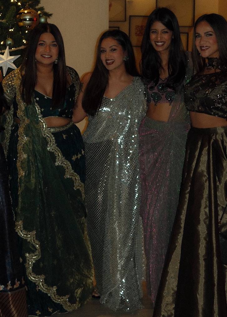 Silver Sequin Draped Sari Gown Image - 3