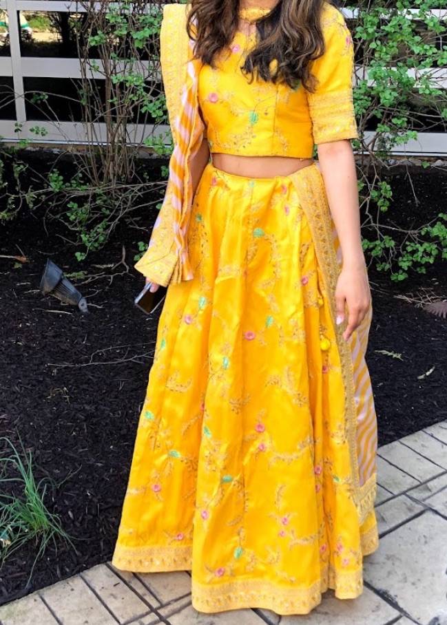 Yellow Floral Embroidered Lehenga Image - 0