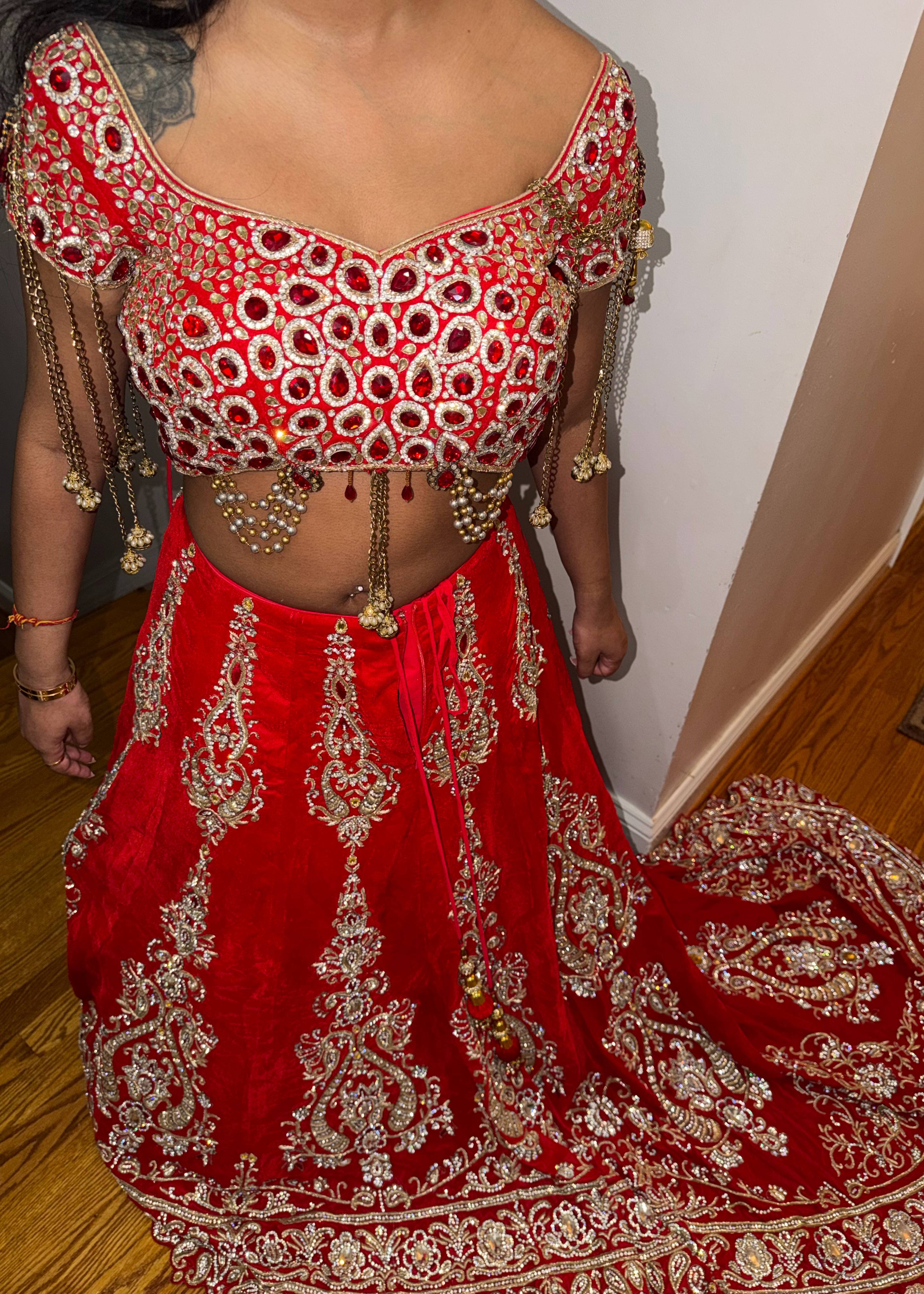 Red Kundan Bridal Lehenga Image - 0