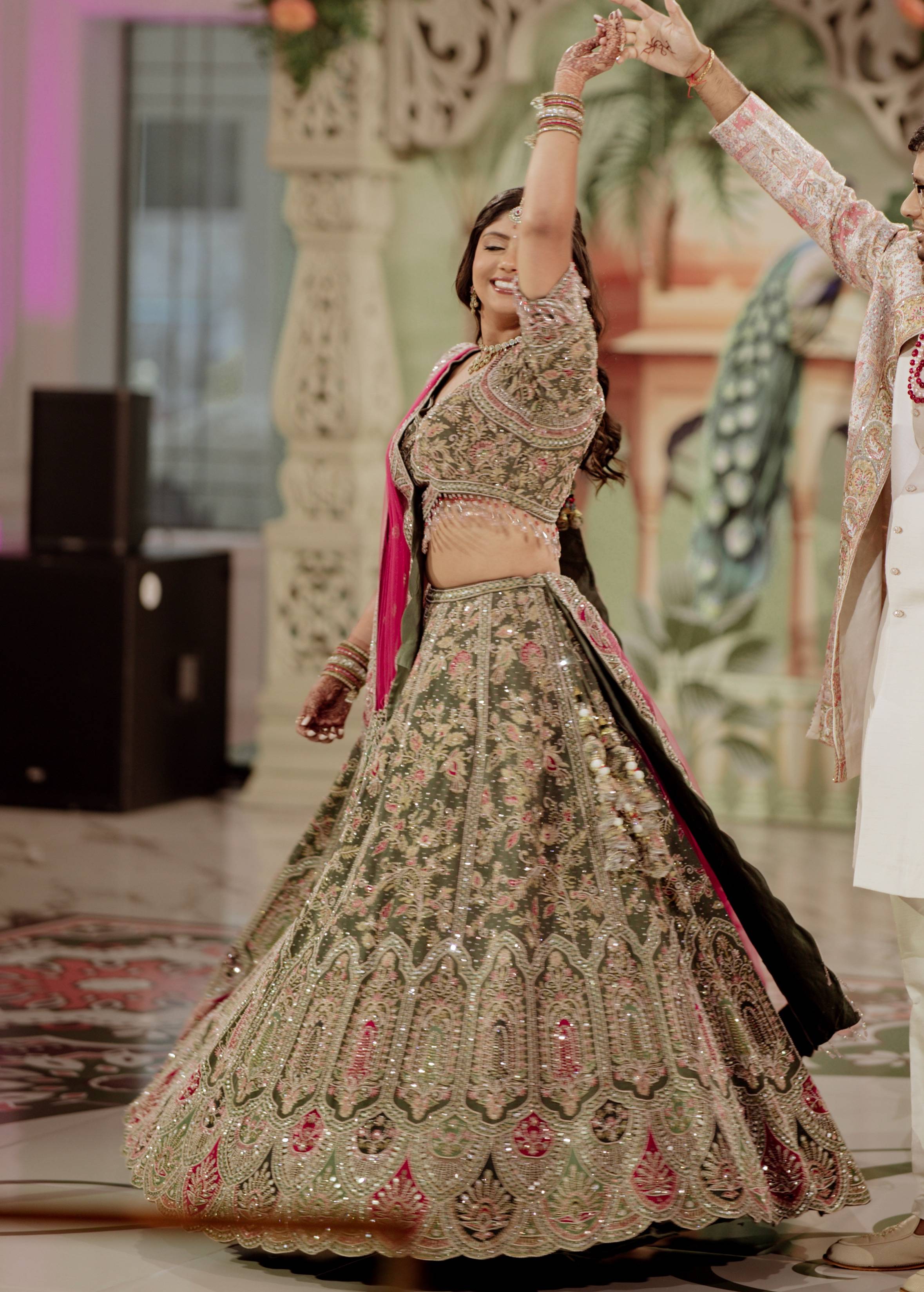 Sage Green Embellished Lehenga Image - 1