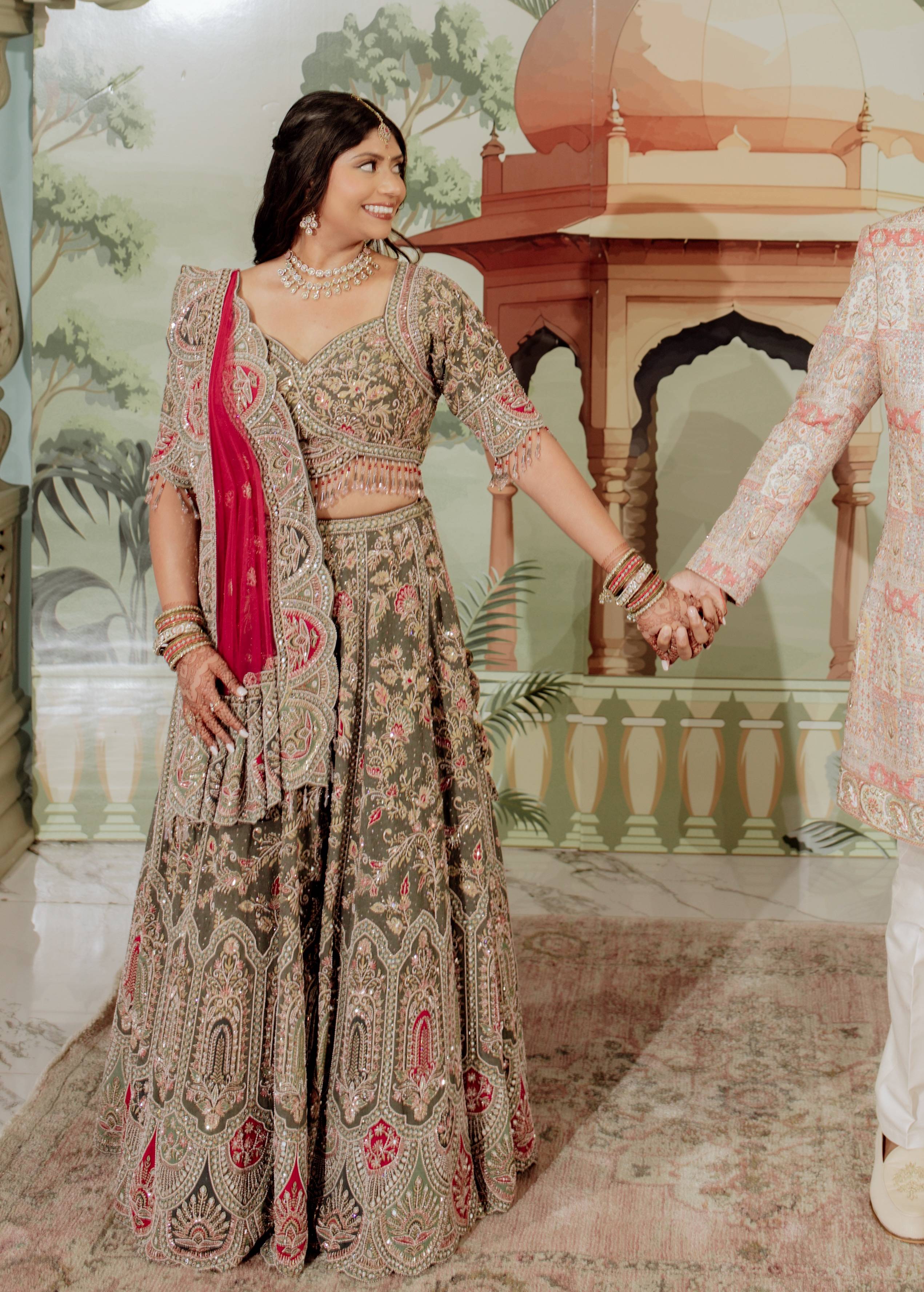 Sage Green Embellished Lehenga Image - 0