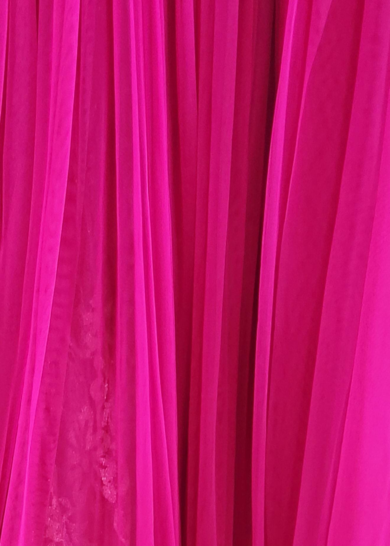 Hot Pink & Gold Sequin Anarkali Gown Image - 4