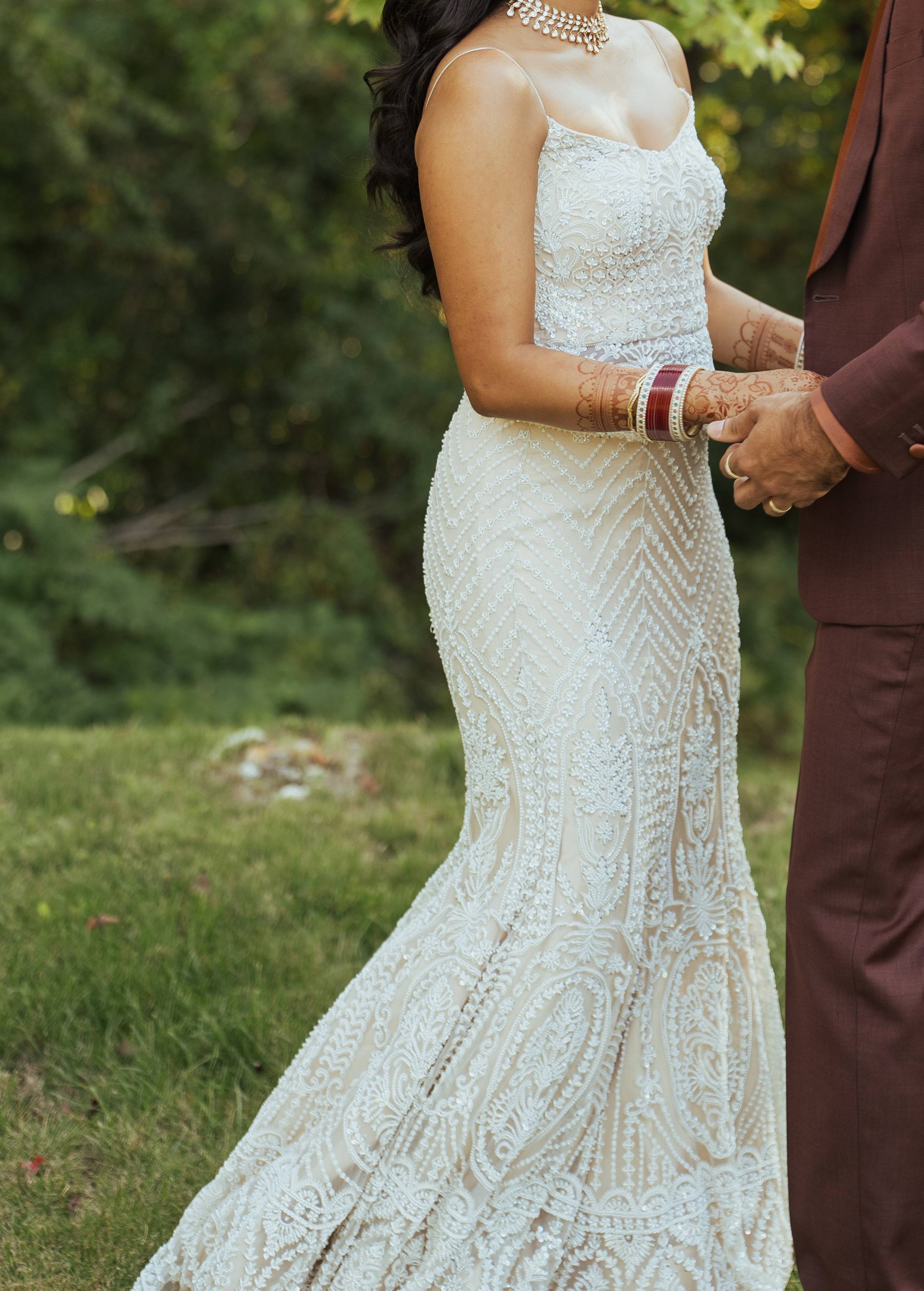 Ivory Beaded Peplum Lehenga Image - 0