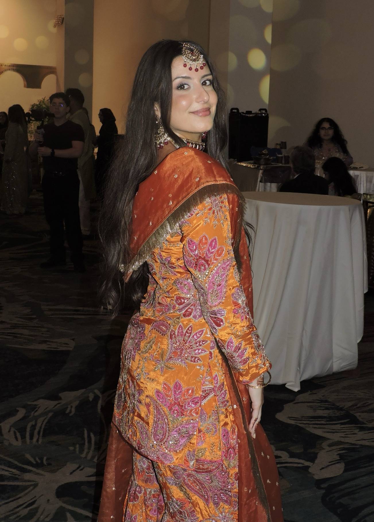 Orange Embroidered Sharara Set Image - 2