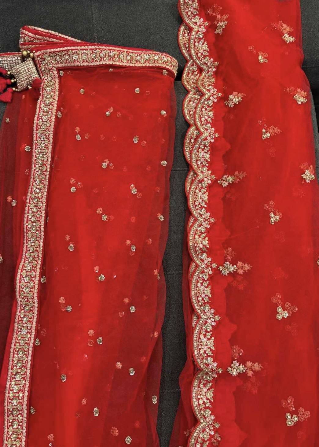 Red Gold Embroidered Bridal Lehenga Image - 4