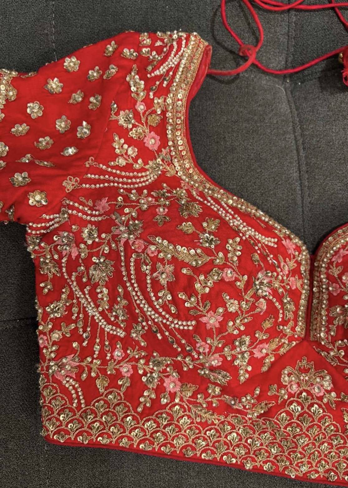 Red Gold Embroidered Bridal Lehenga Image - 3
