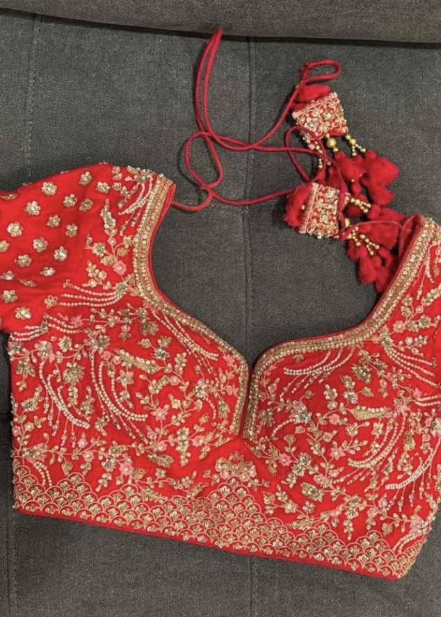 Red Gold Embroidered Bridal Lehenga Image - 2