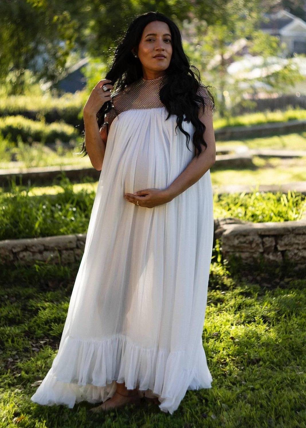 Ivory Chiffon Maxi Gown Image - 0