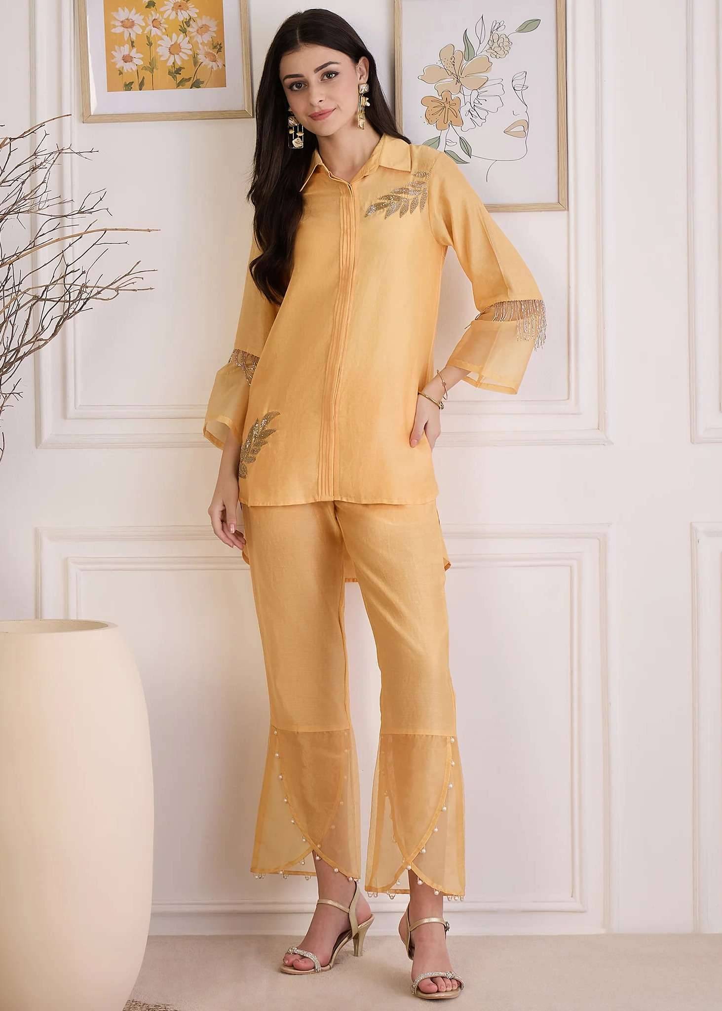Butter Yellow Tissue Co-Ord Set Image - 5
