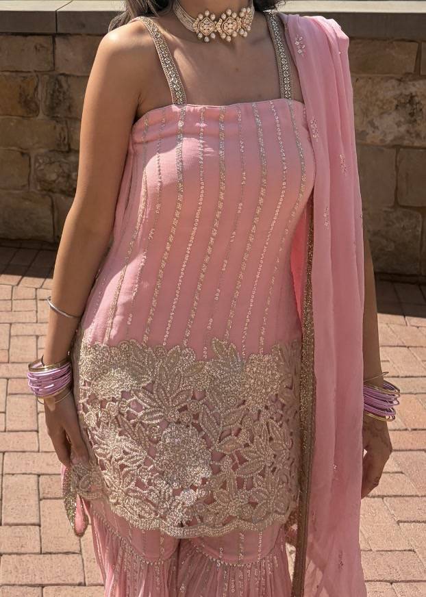 Blush Pink Sharara Set Image - 1