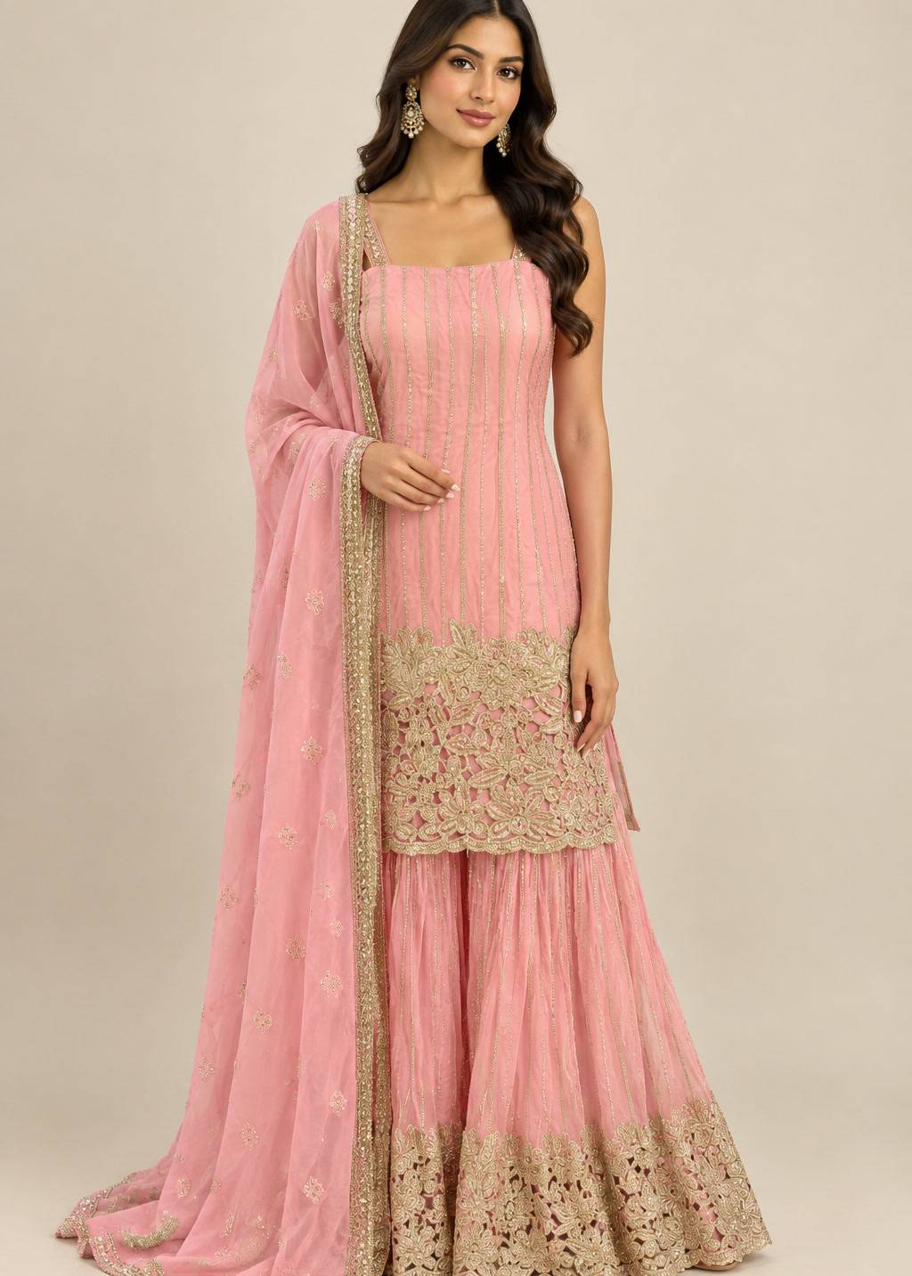 Blush Pink Sharara Set Image - 0