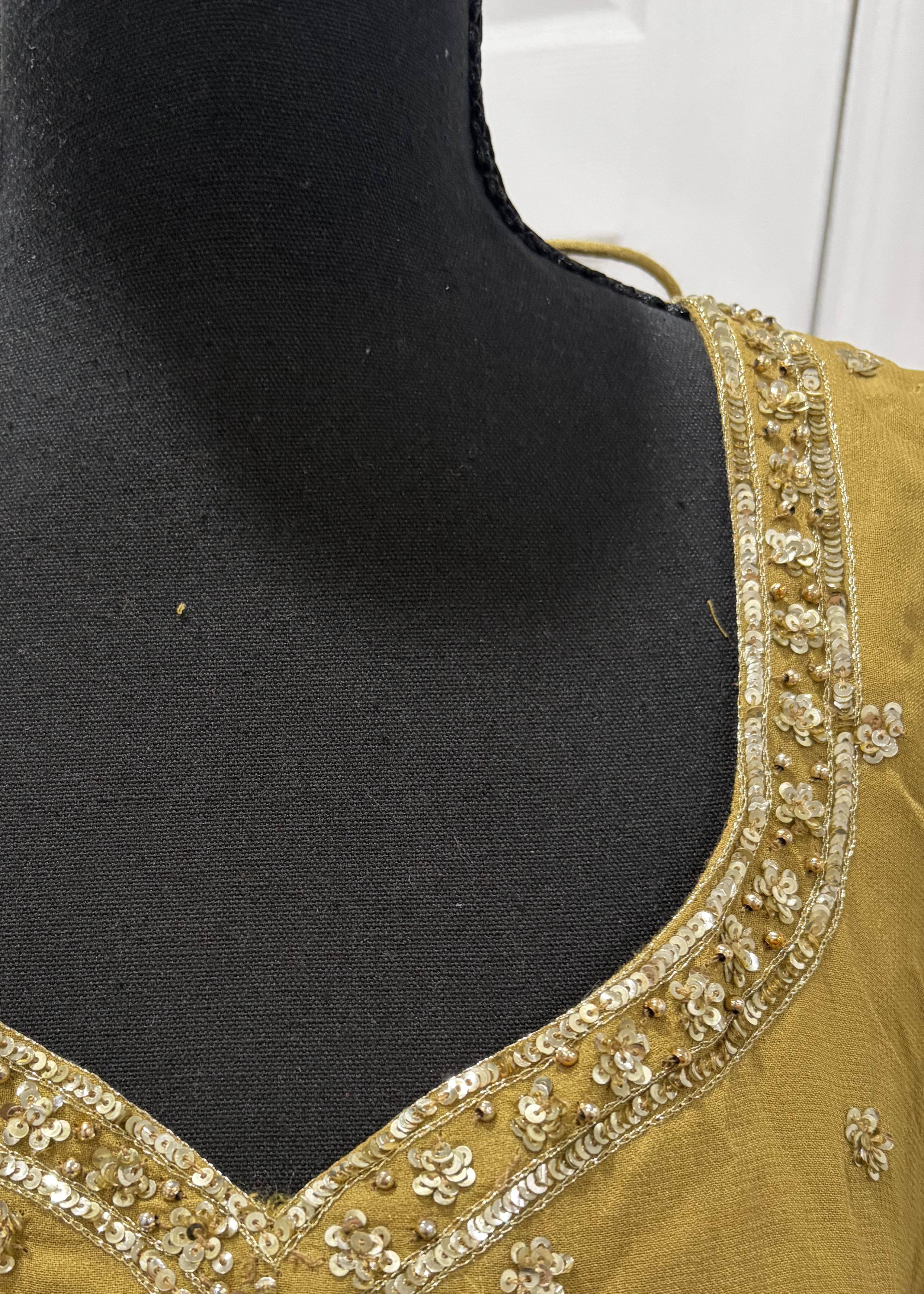 Olive Green Sequin Sharara Set Image - 3