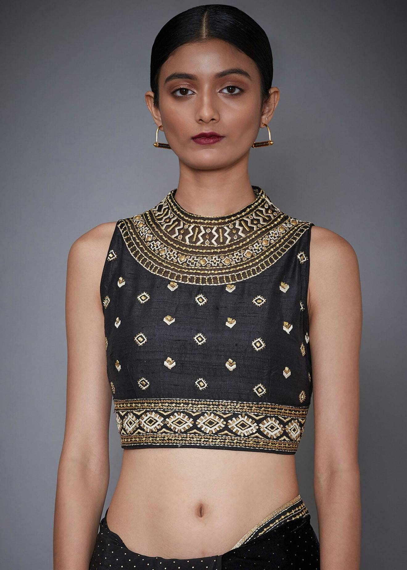 Black Gold Embroidered Blouse Image - 0