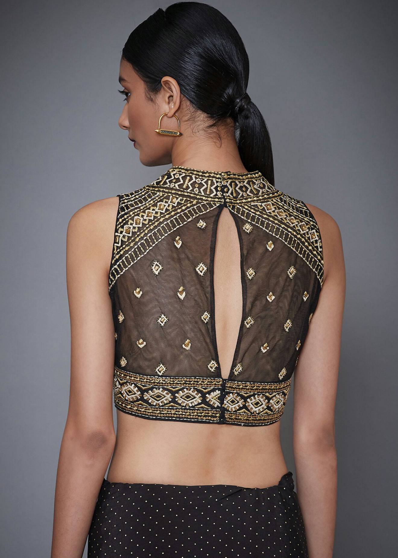 Black Gold Embroidered Blouse Image - 1