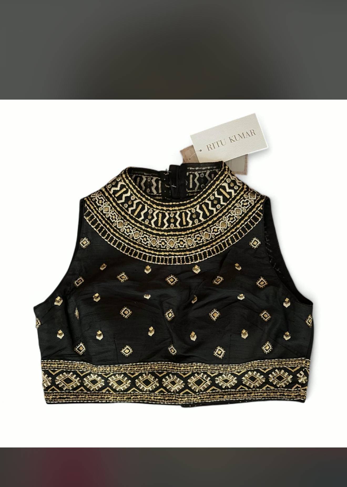 Black Gold Embroidered Blouse Image - 2