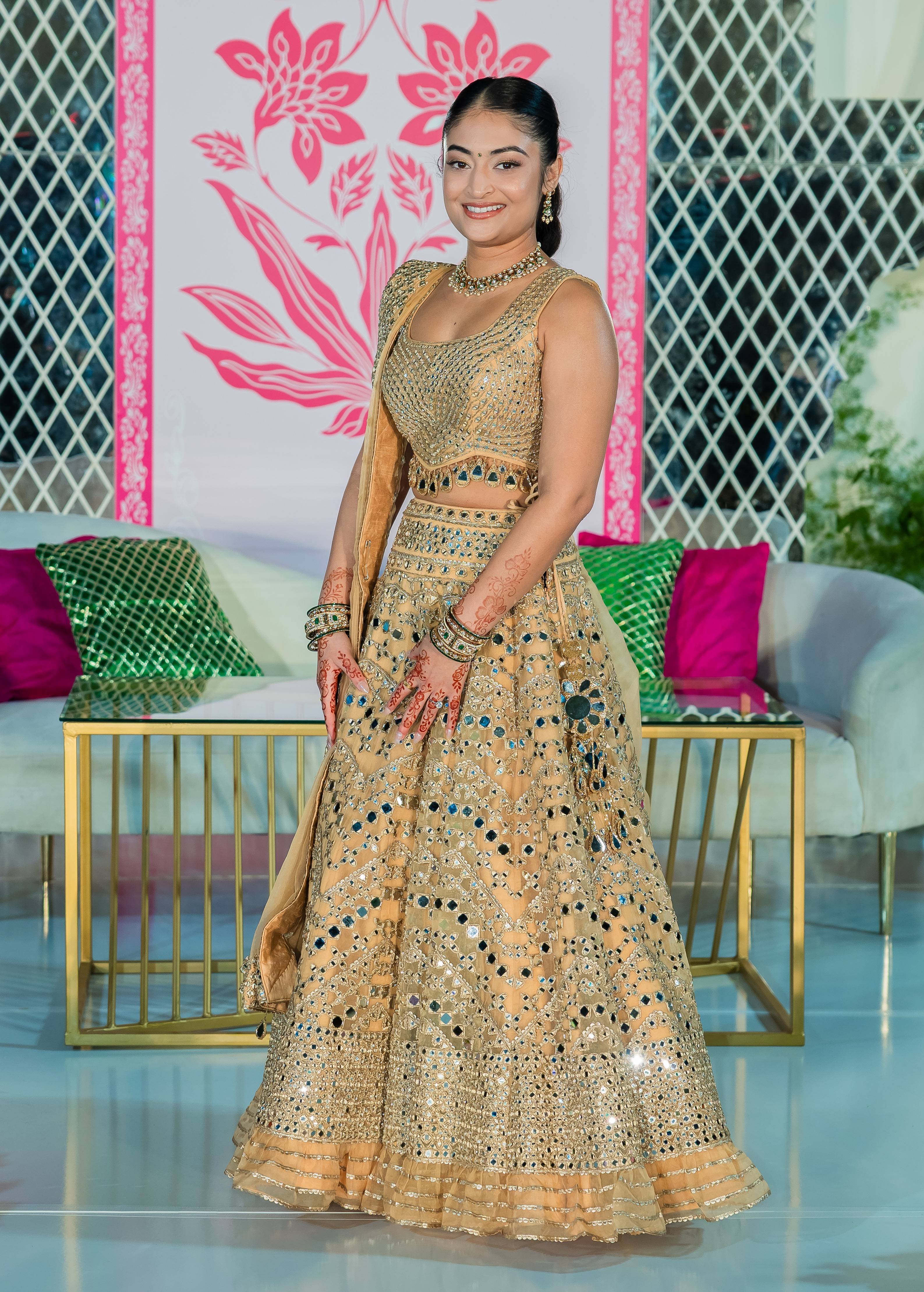 Gold Mirrorwork Lehenga Image - 0