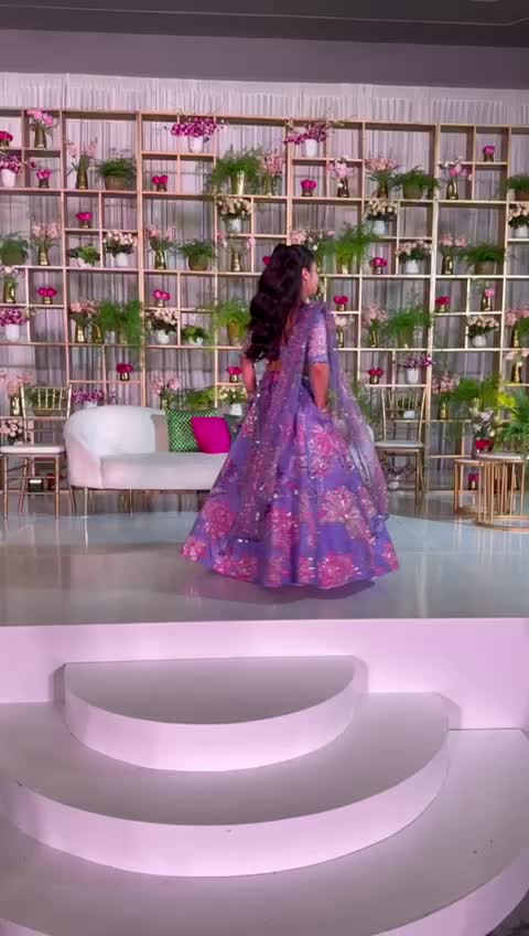 Purple Floral Sequin Lehenga Image - 2