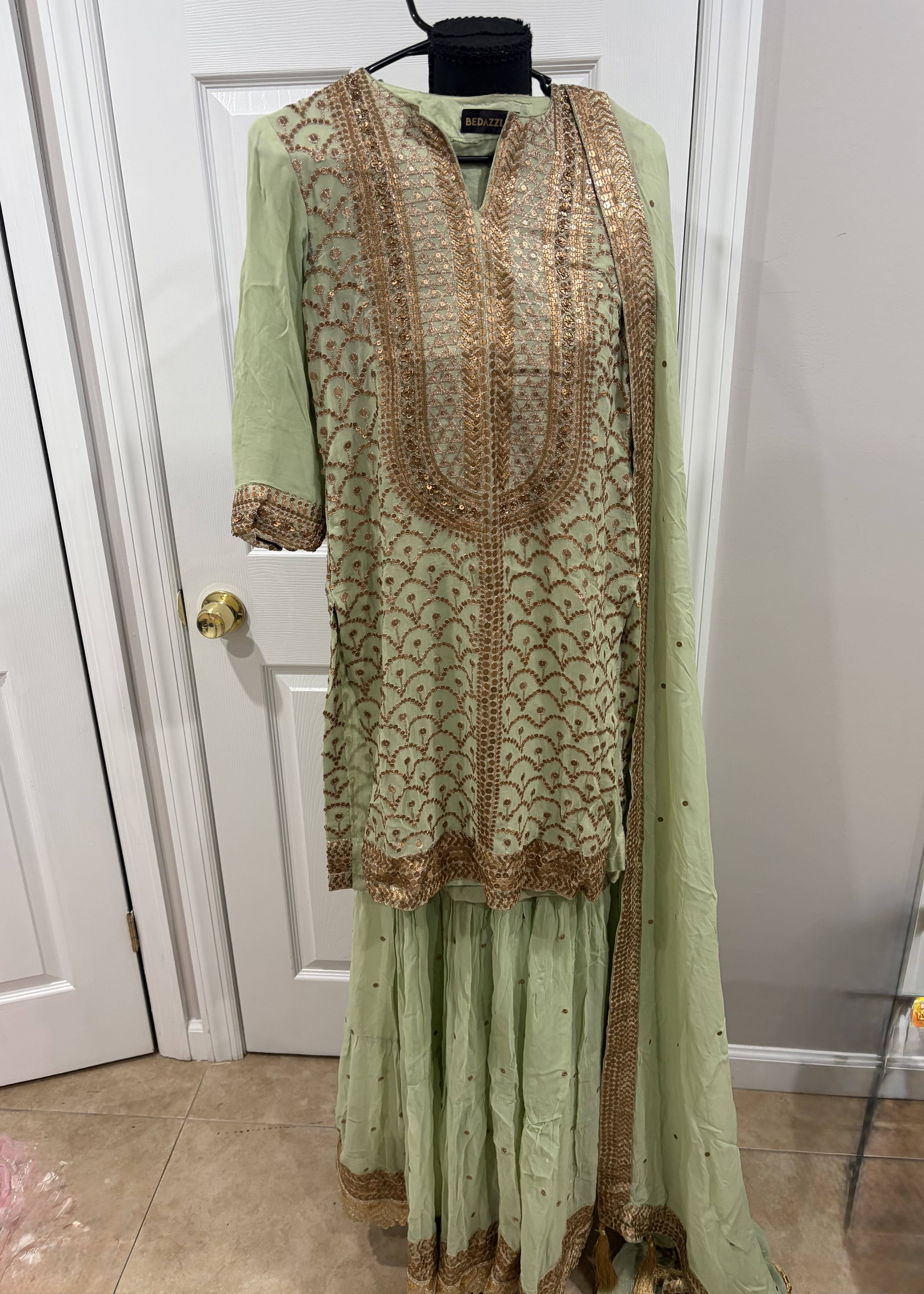 Sage Green Sharara Set Image - 1