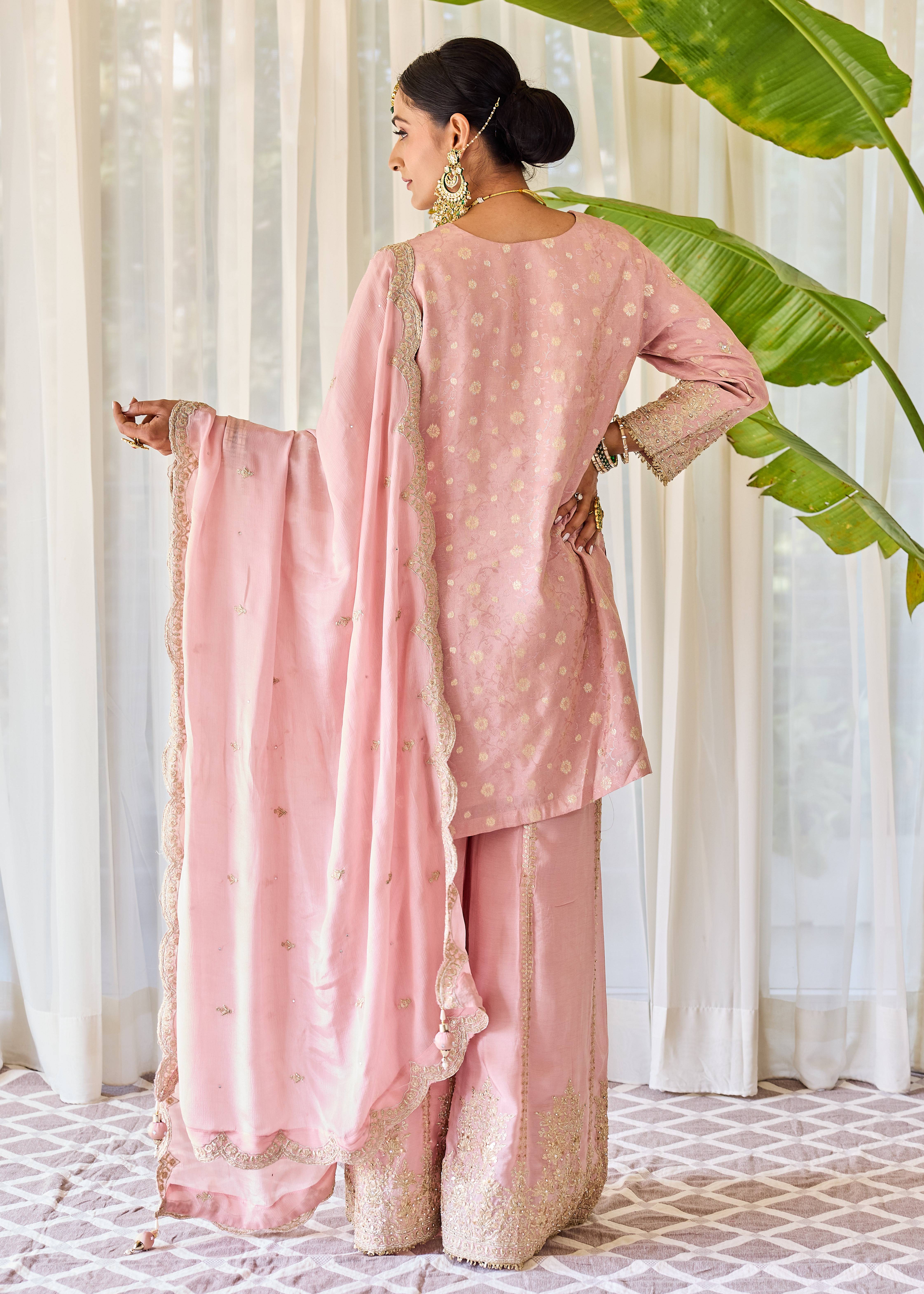 Pink Zari Sharara Set Image - 1