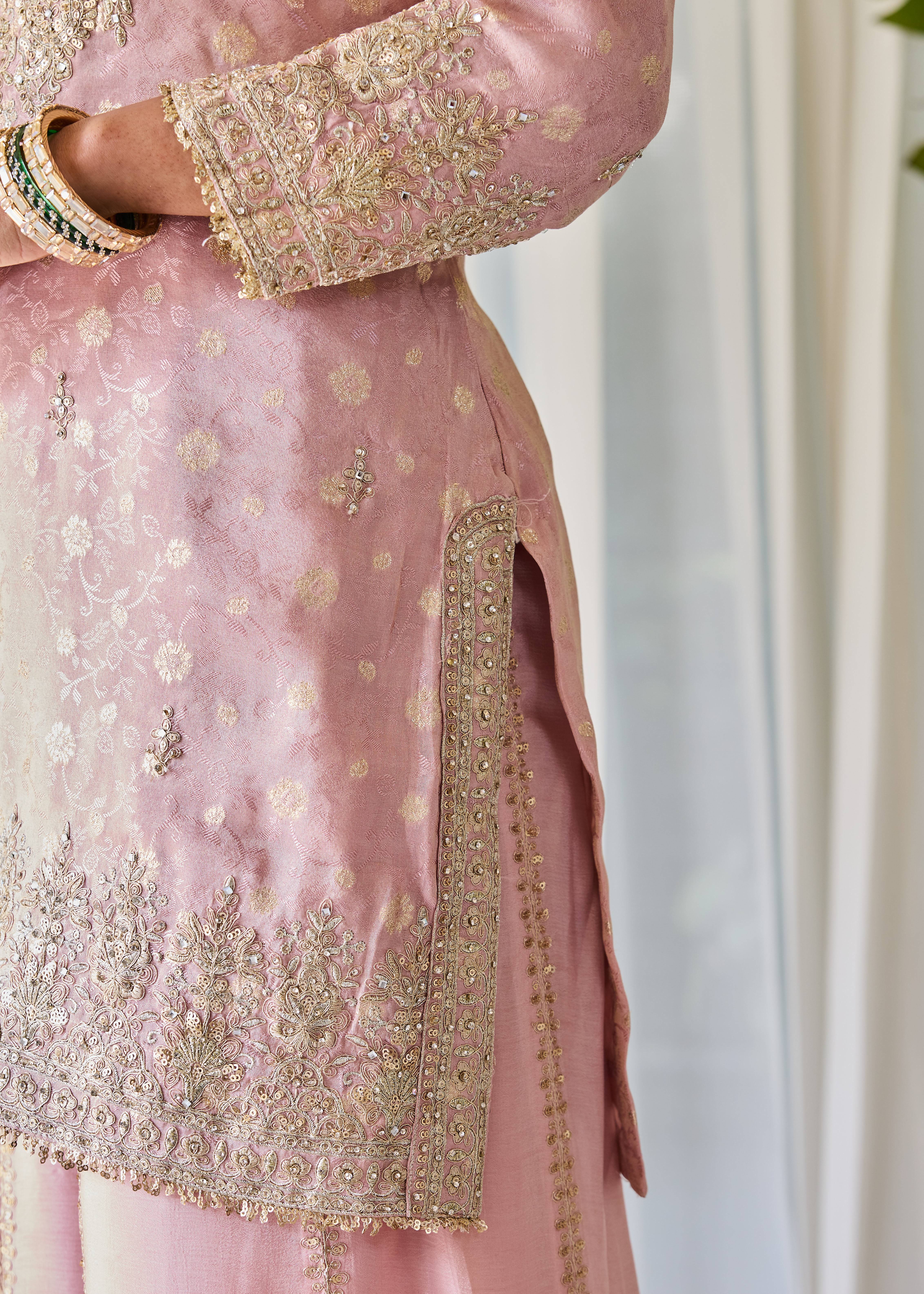 Pink Zari Sharara Set Image - 3