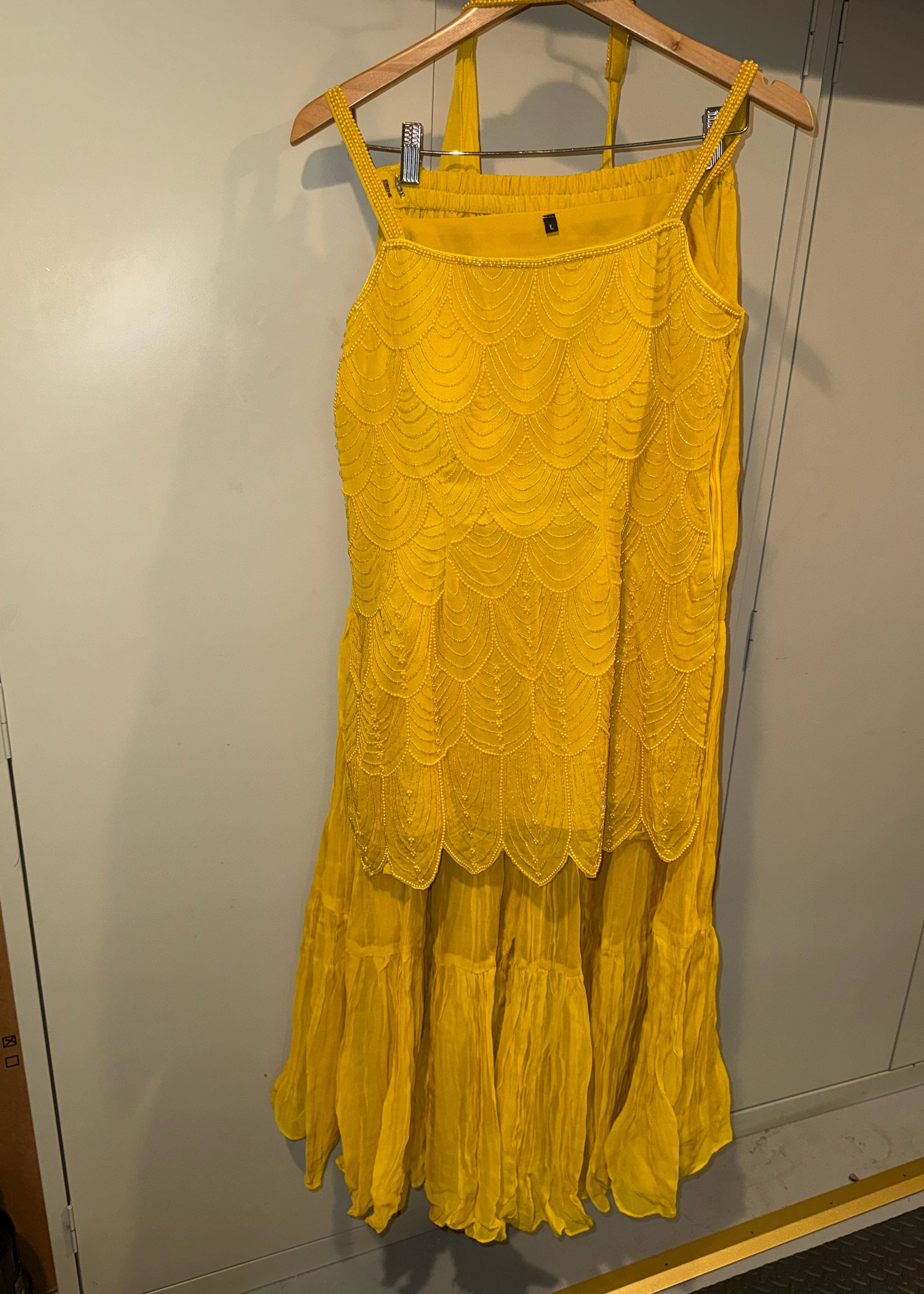 Yellow Scalloped Sharara Set Image - 1
