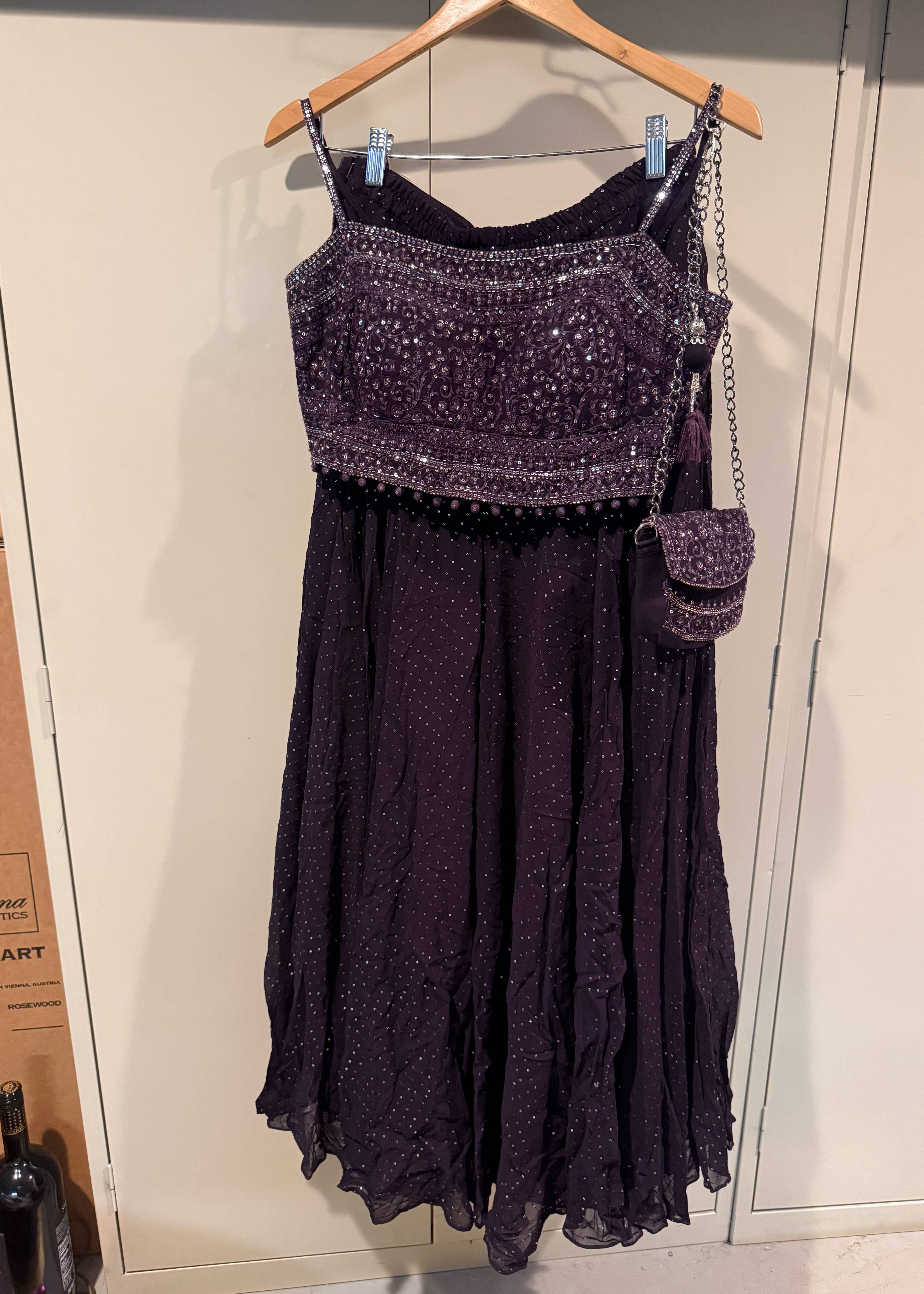 Plum Embellished Lehenga with Potli Belt Image - 1