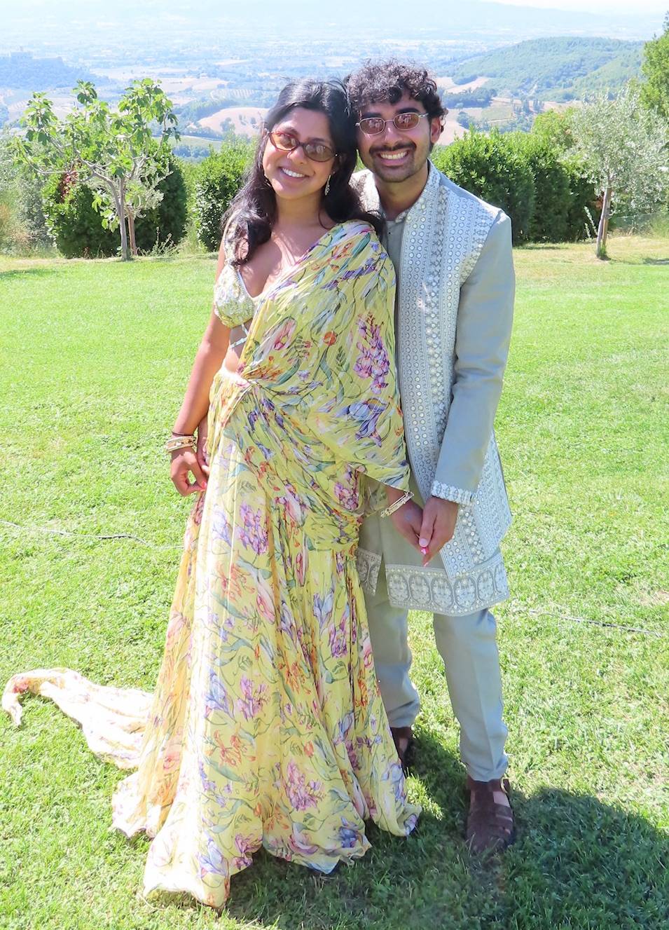 Yellow Floral Pre-Draped Sari Image - 0